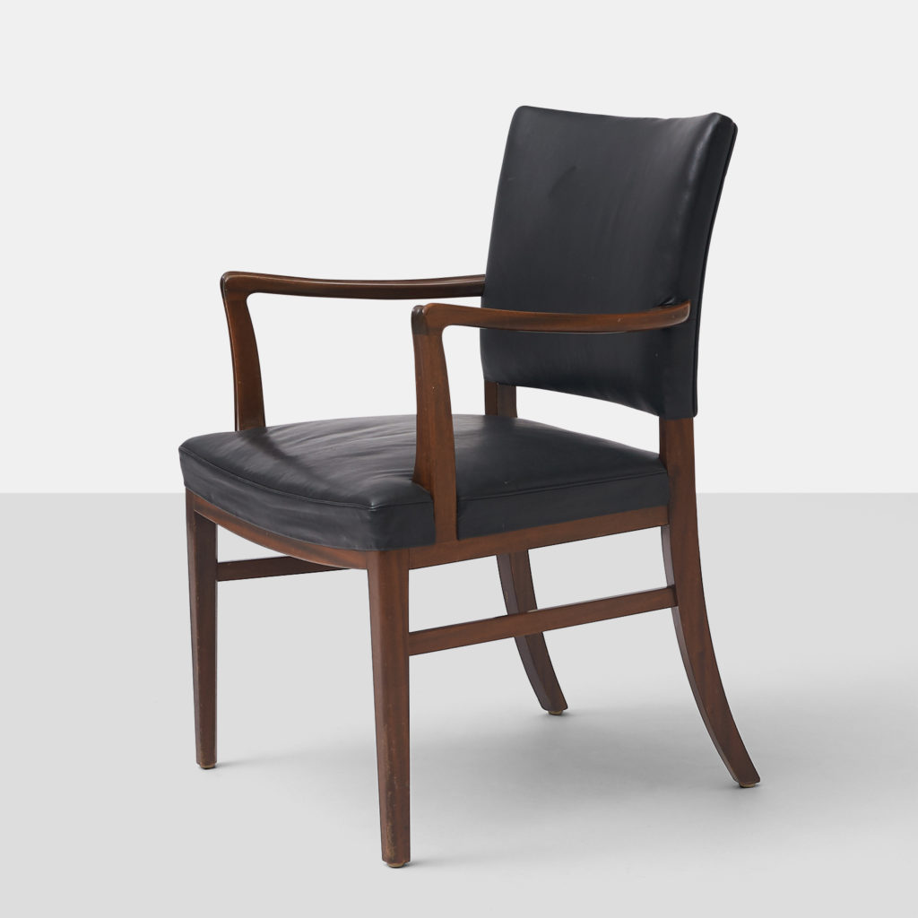 Leather and Mahogany Armchair Attributed to Jacob Kjaer