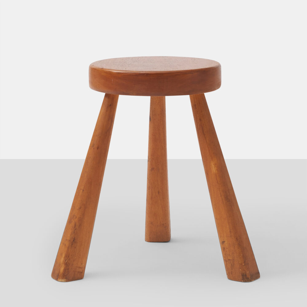 Rare Pair of Oak Stools for Les Arcs by Charlotte Perriand