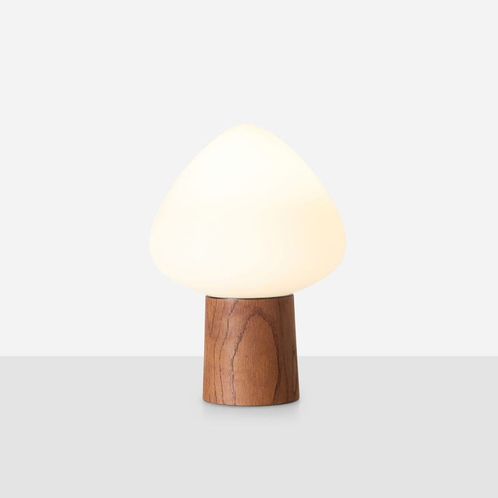 Teak and Frosted Glass Acorn Table Lamp by Laurel Lamp Company - Image 2