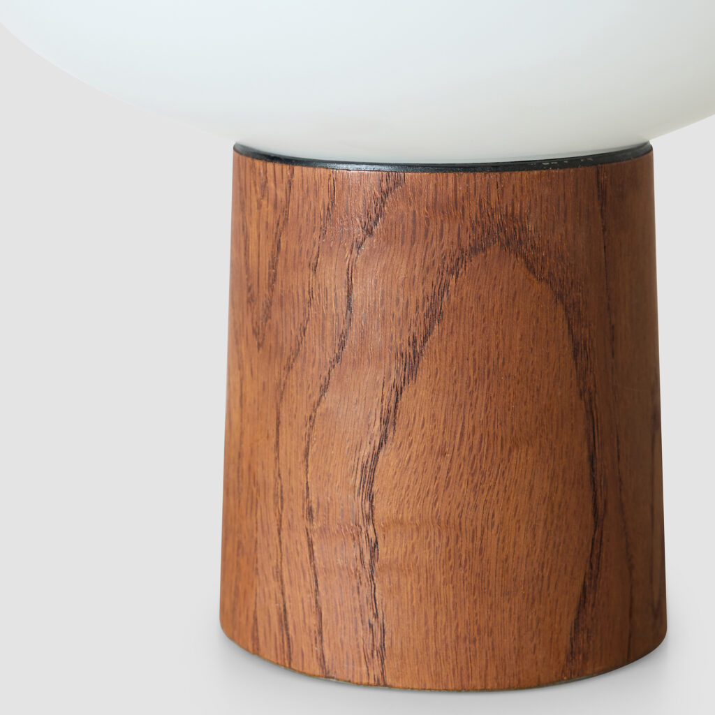 Teak and Frosted Glass Acorn Table Lamp by Laurel Lamp Company - Image 5
