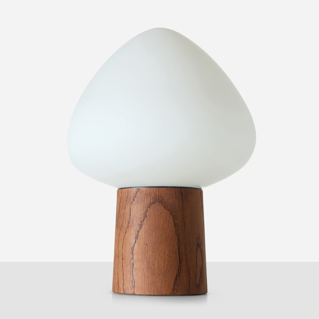 Teak and Frosted Glass Acorn Table Lamp by Laurel Lamp Company - Image 3
