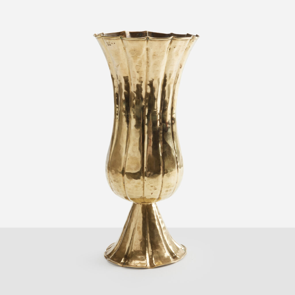Hammered Brass Fluted Vase by Josef Hoffman