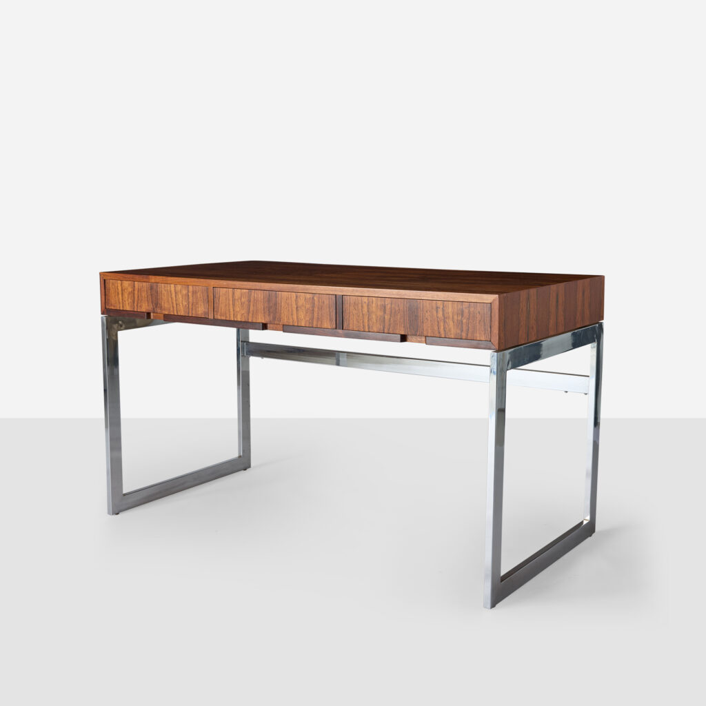Rosewood & Chrome Desk by Milo Baughman