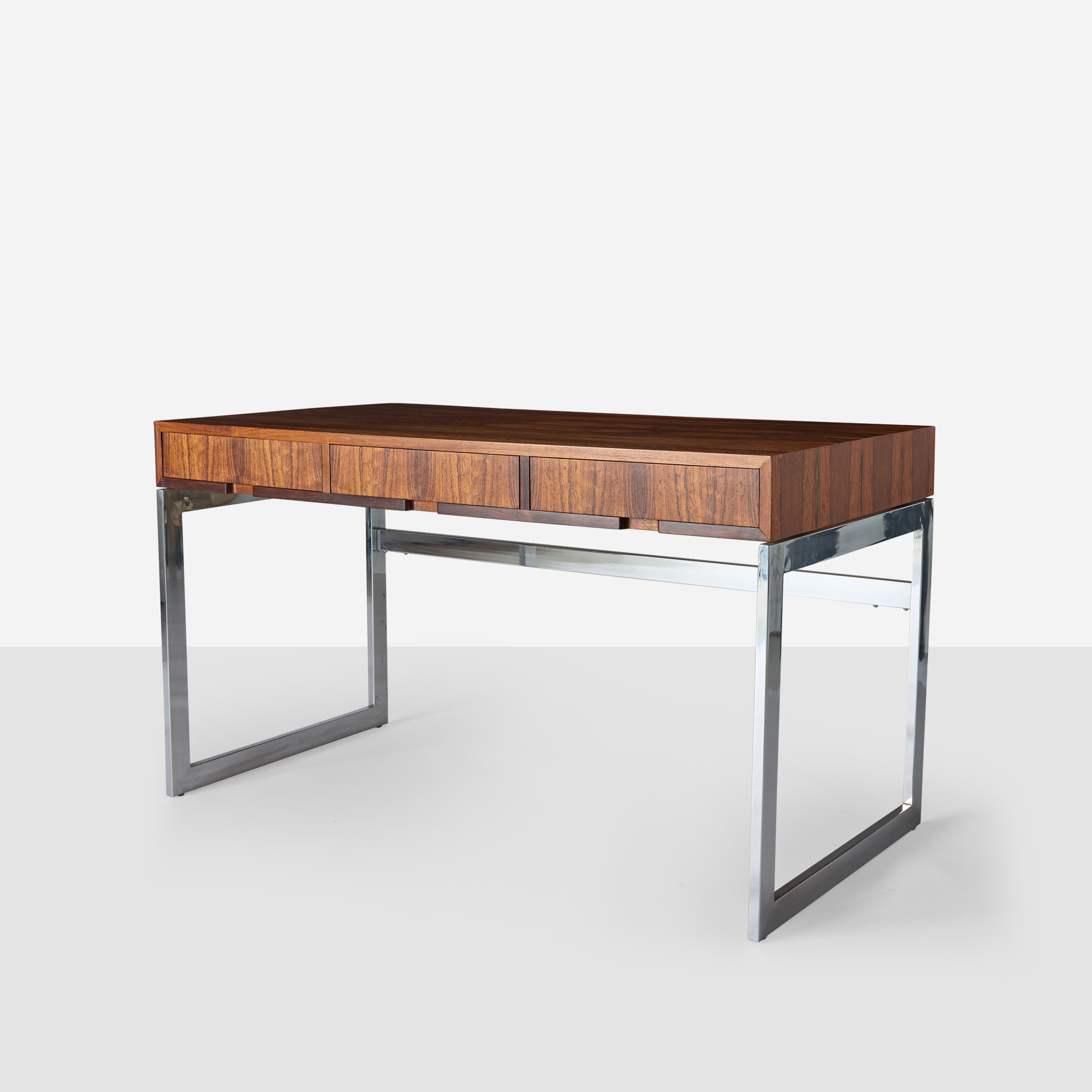 Rosewood & Chrome Desk by Milo Baughman
