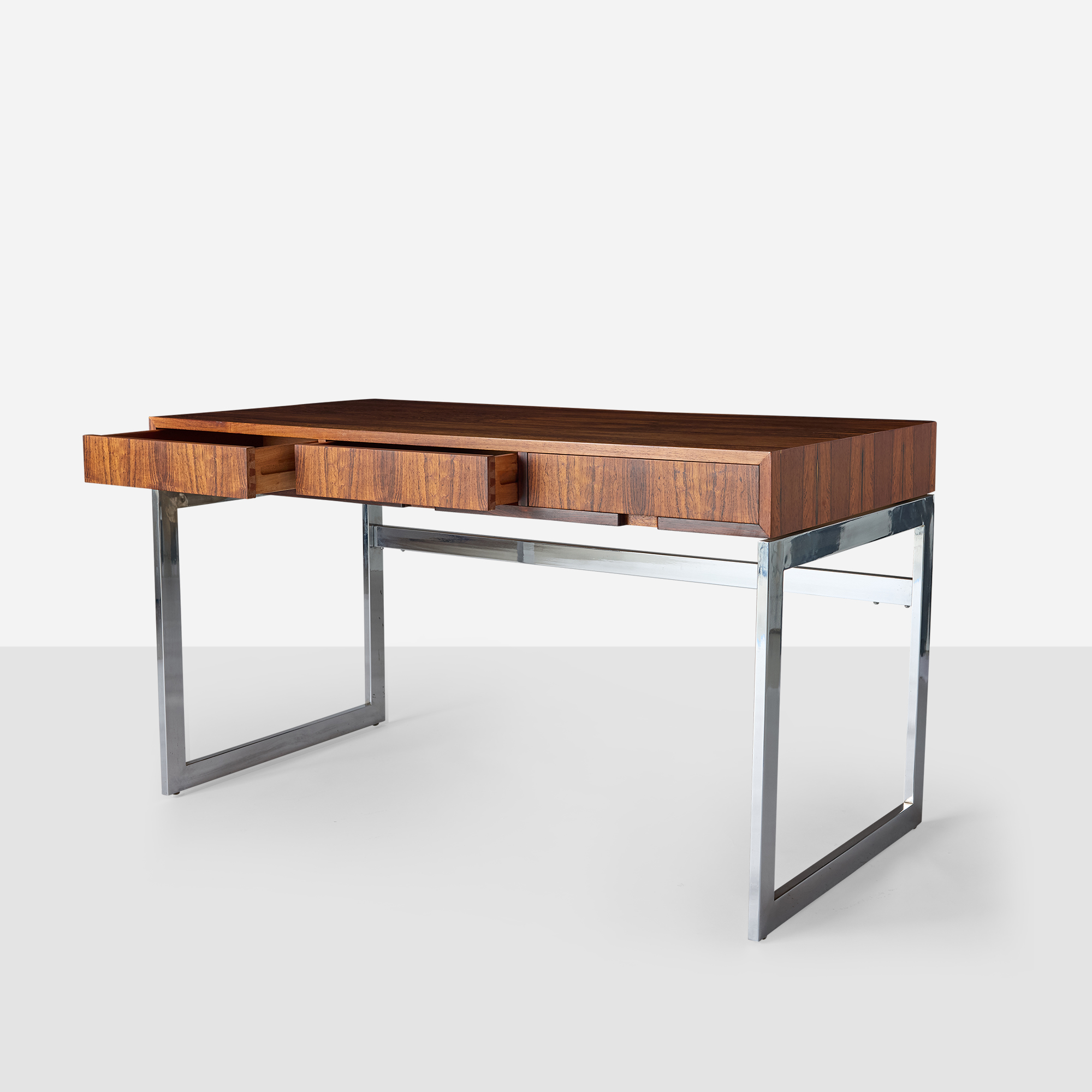 Rosewood & Chrome Desk by Milo Baughman - Image 2