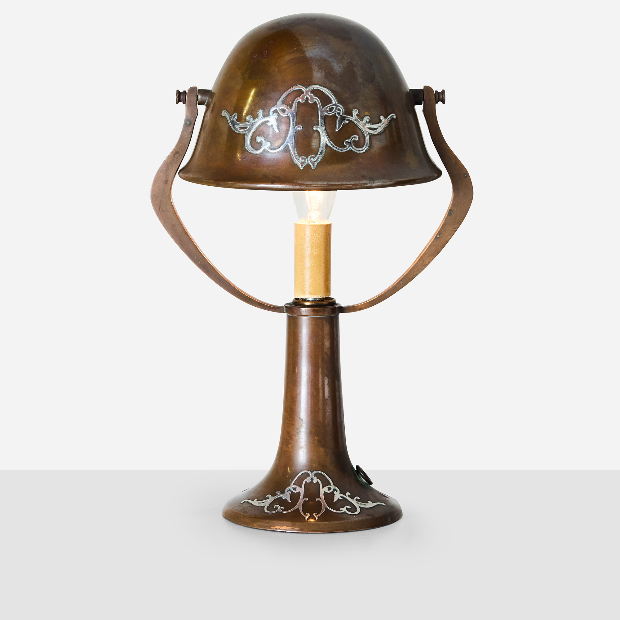 Arts & Crafts Sterling-on-Bronze Table Lamp
