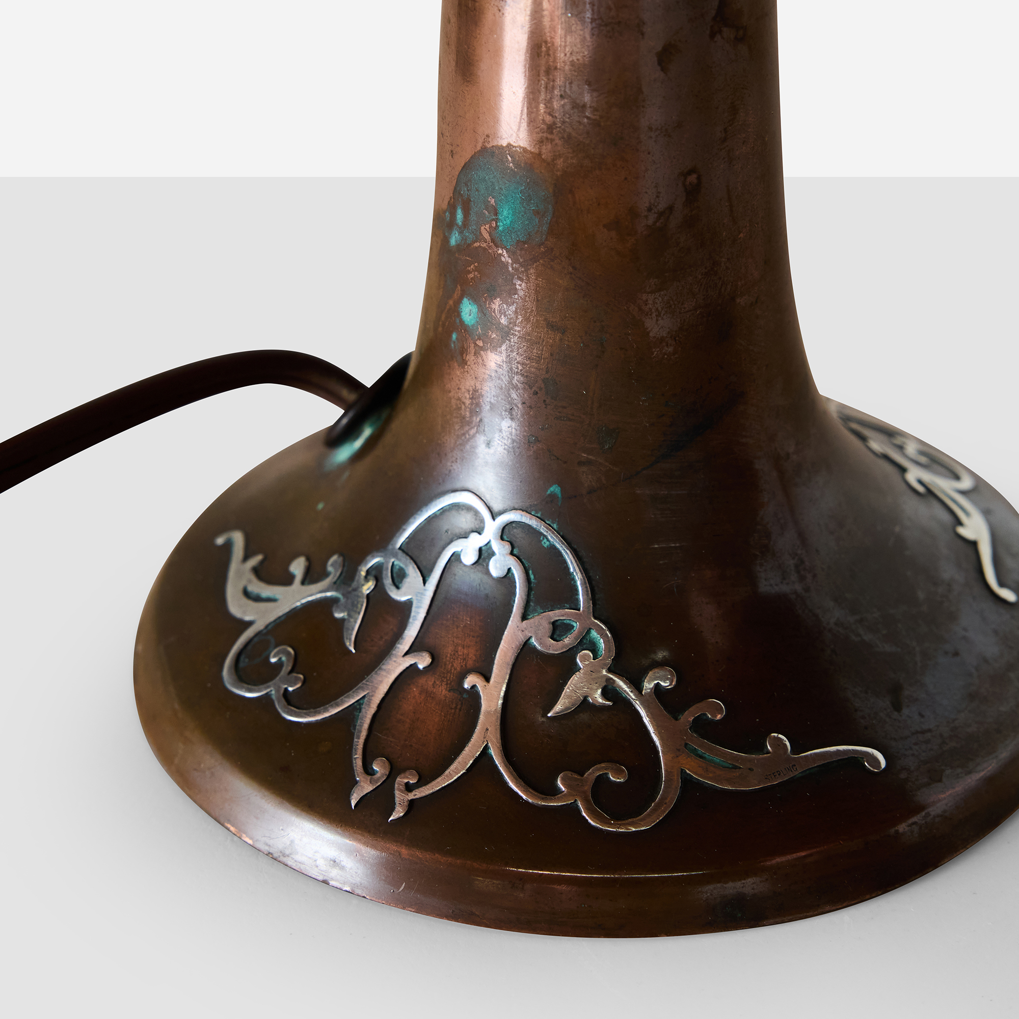 Arts & Crafts Sterling-on-Bronze Table Lamp - Image 6