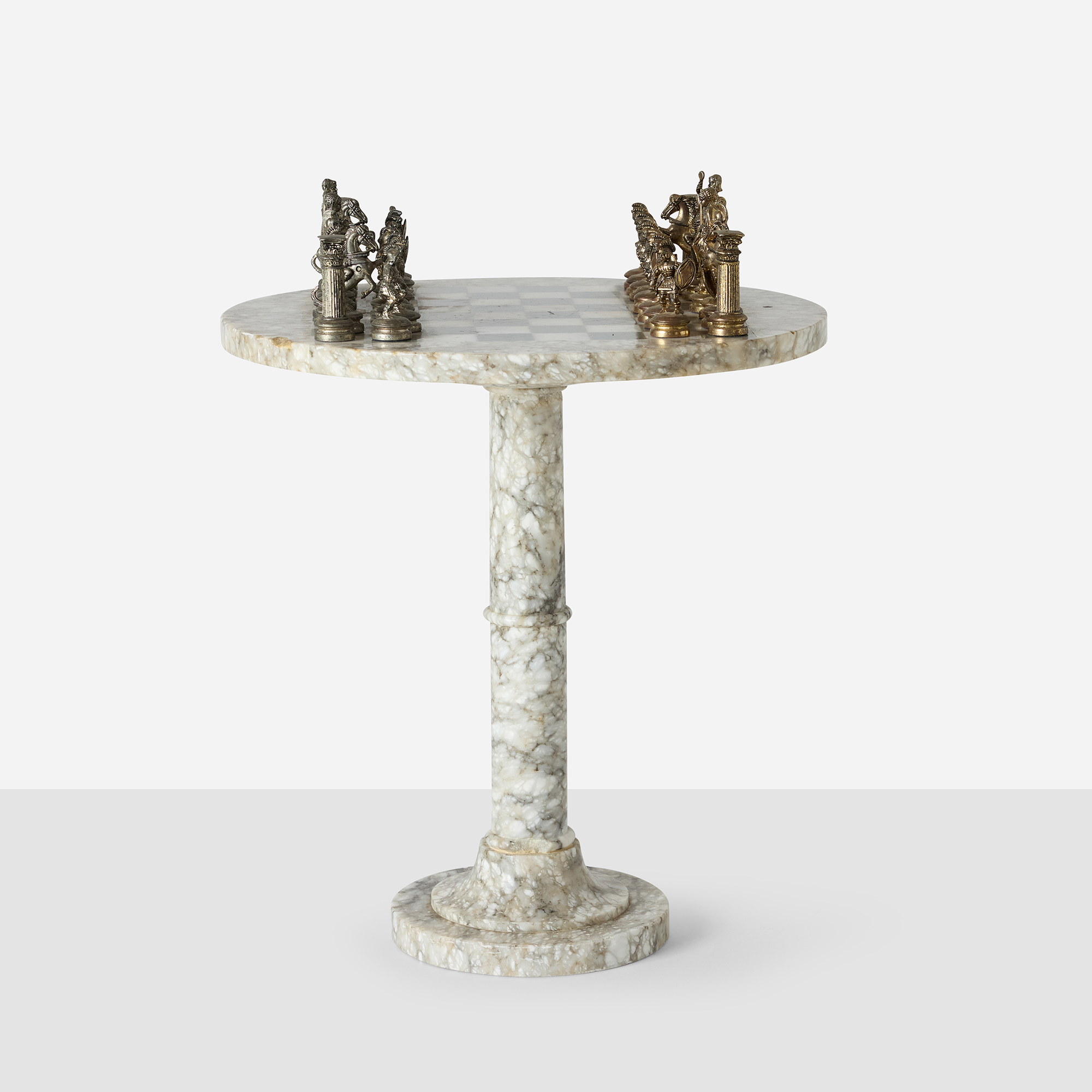 Romans vs Greeks Chess Set with Marble Pedestal Table - Image 3