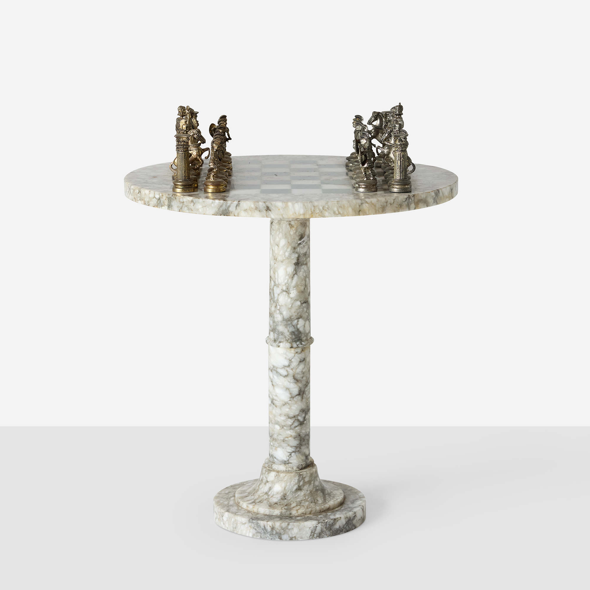 Romans vs Greeks Chess Set with Marble Pedestal Table - Image 2