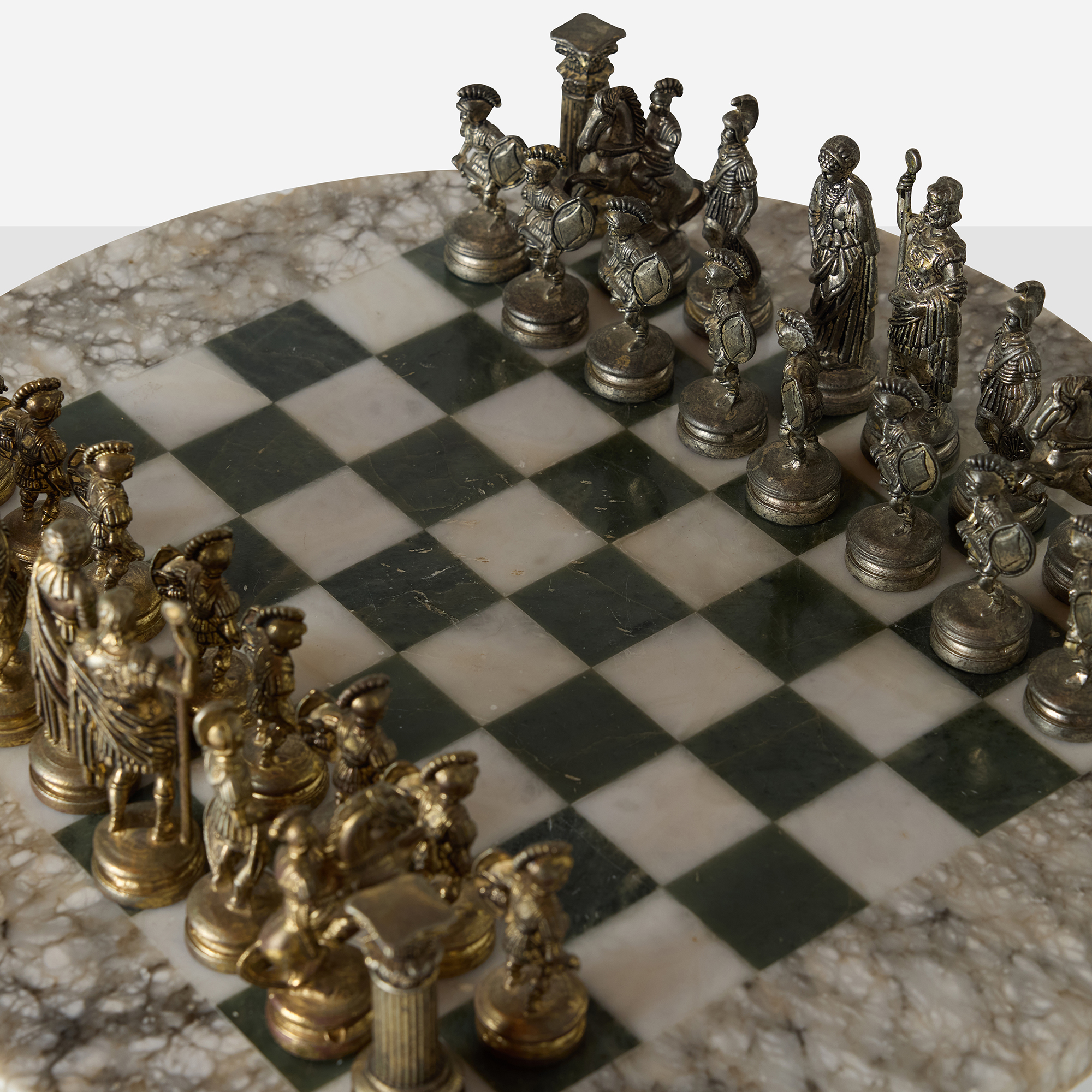Romans vs Greeks Chess Set with Marble Pedestal Table - Image 5