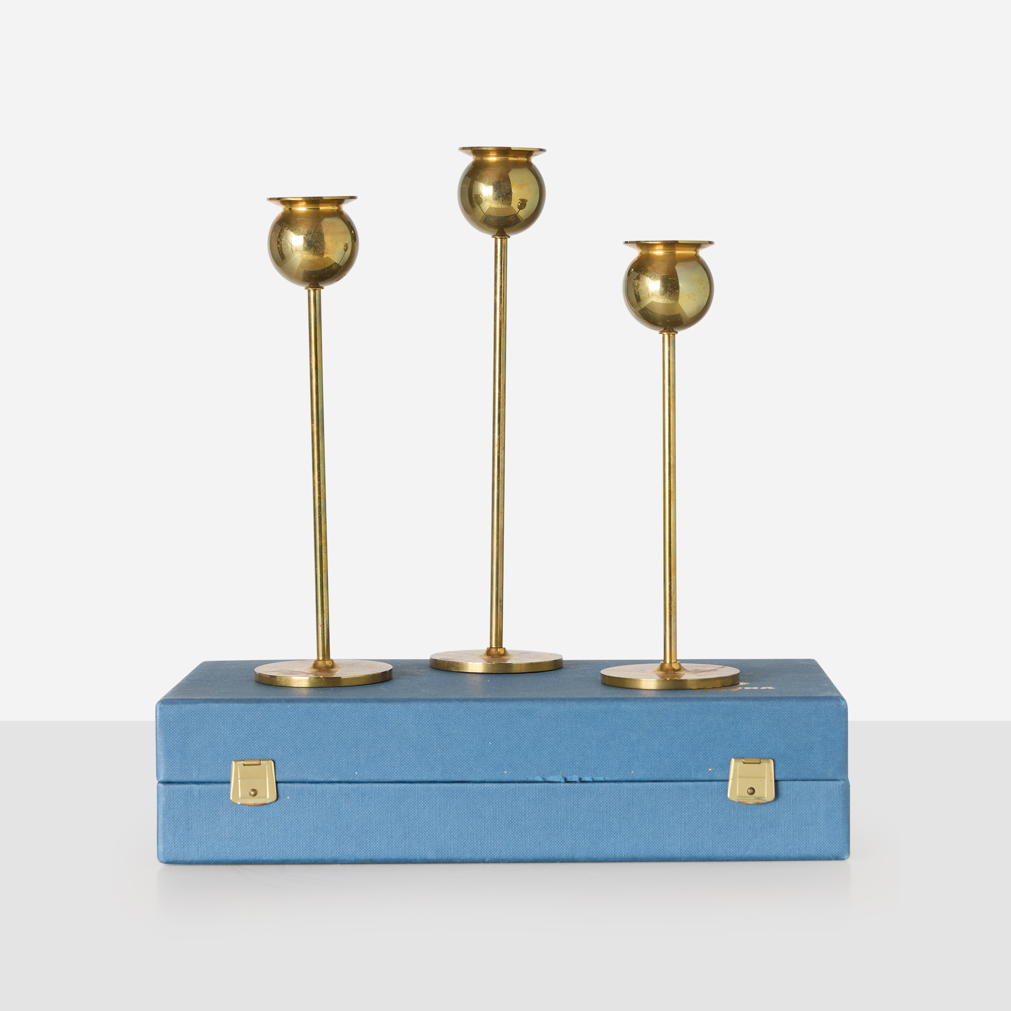 Set of Three Tulip Brass Candlesticks by Pierre Forssell - Image 7