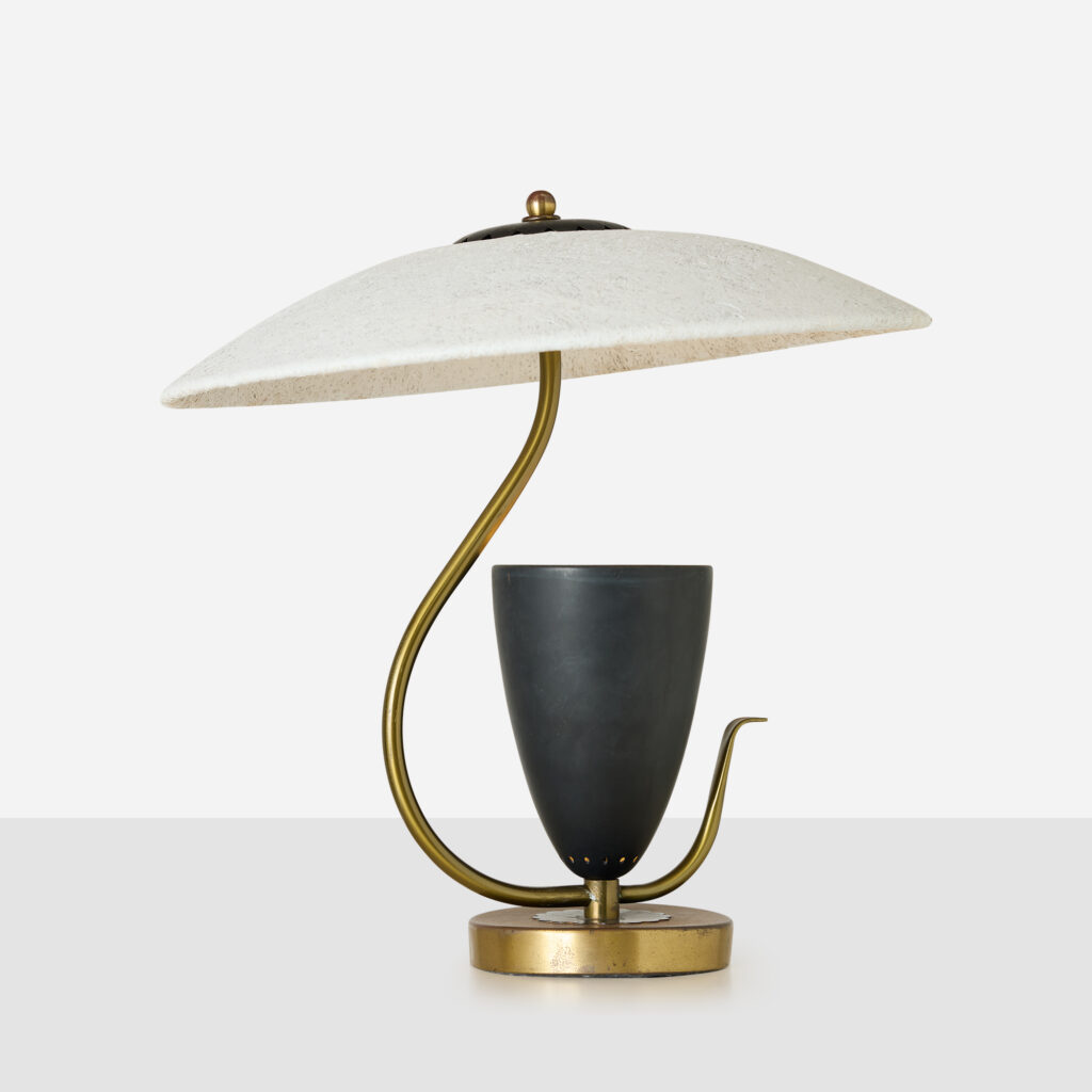 Table Lamp with Fiberglass Shade, in the manner of Mitchell Bobrick