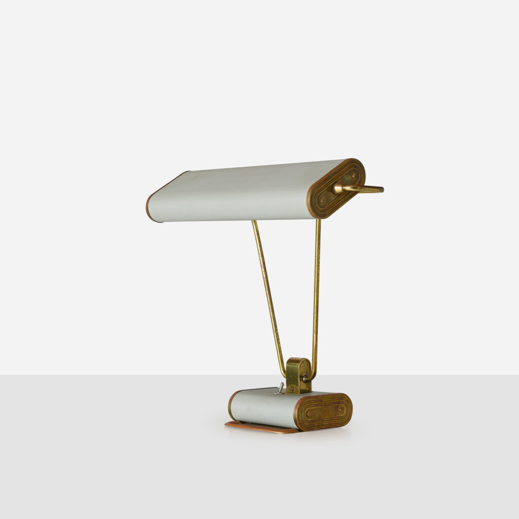 Adjustable Grey & Brass Desk Lamp by Eileen Gray