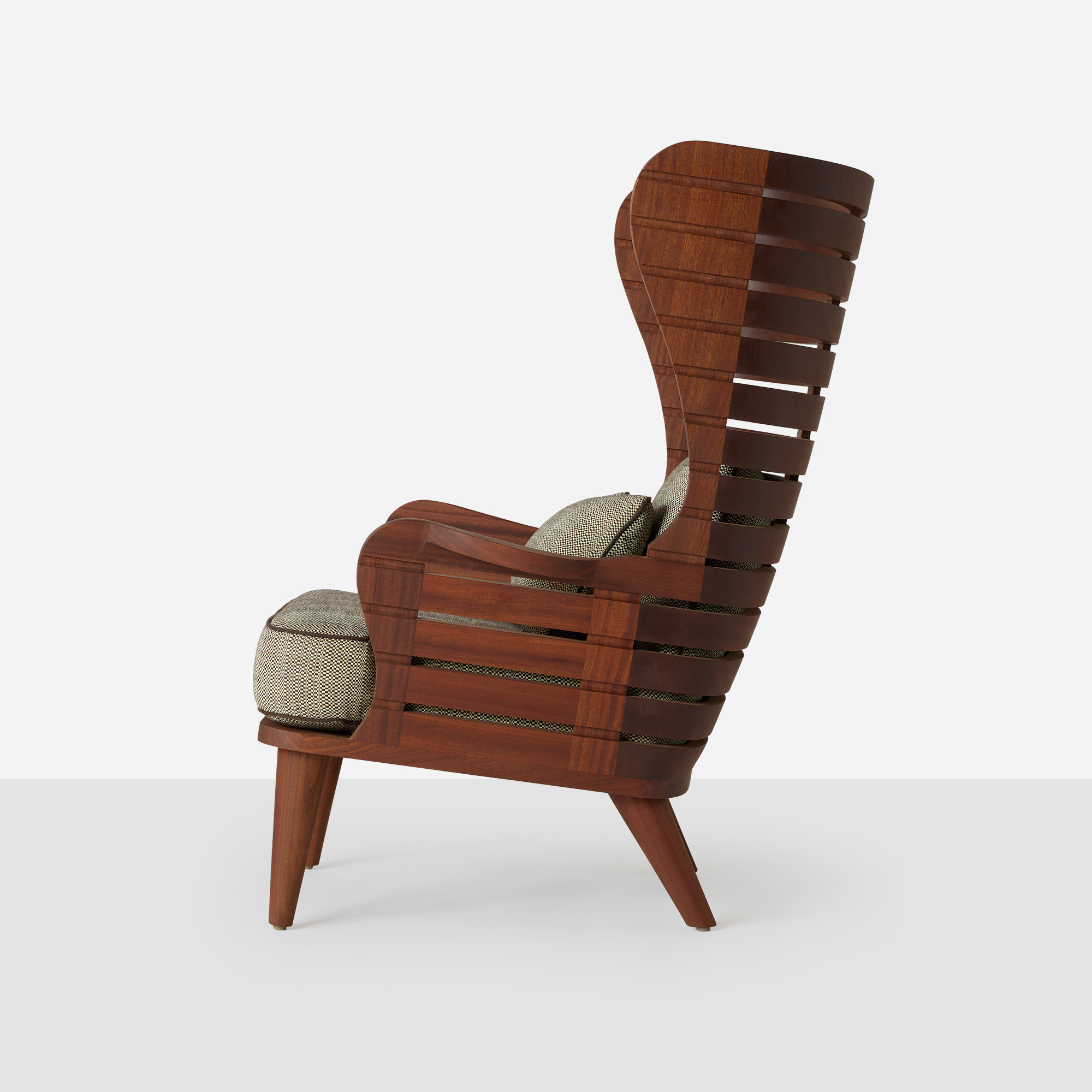 High Back Wing Chair in Solid Sapele Mahogany - Image 5
