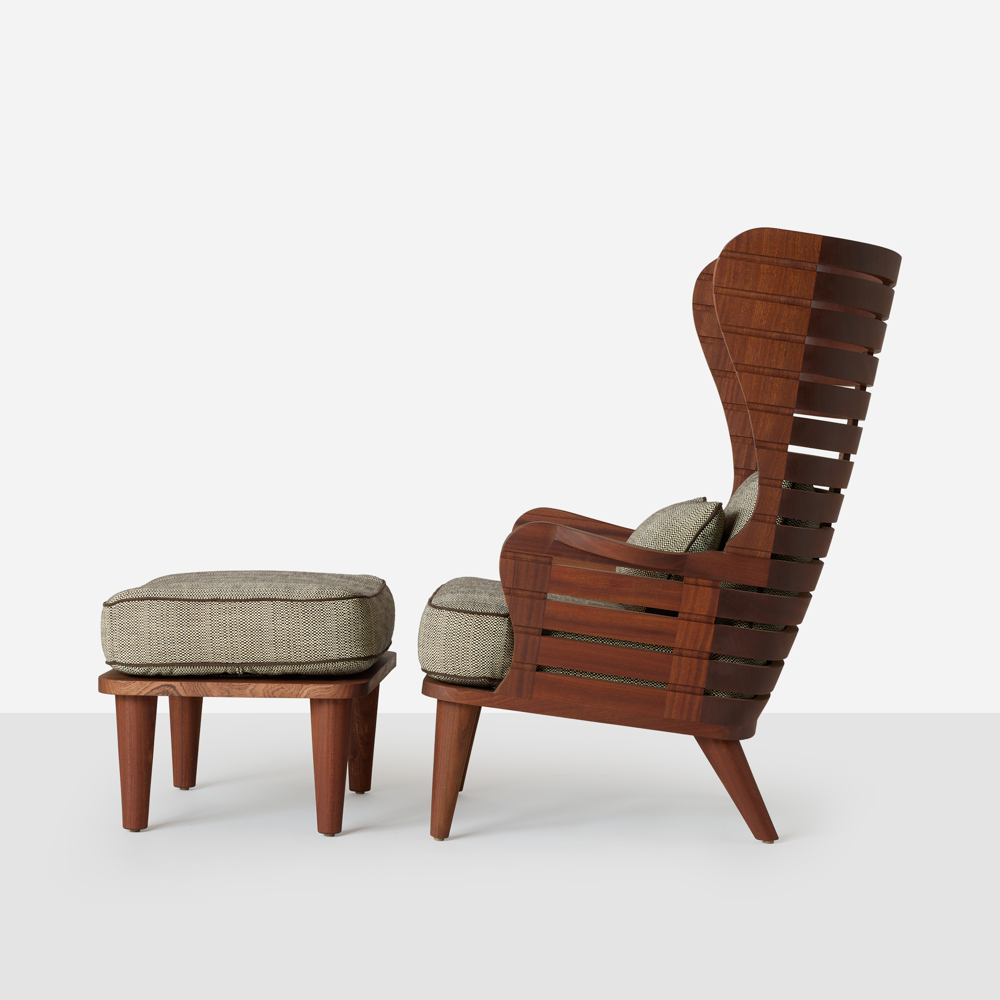 High Back Wing Chair in Solid Sapele Mahogany - Image 2