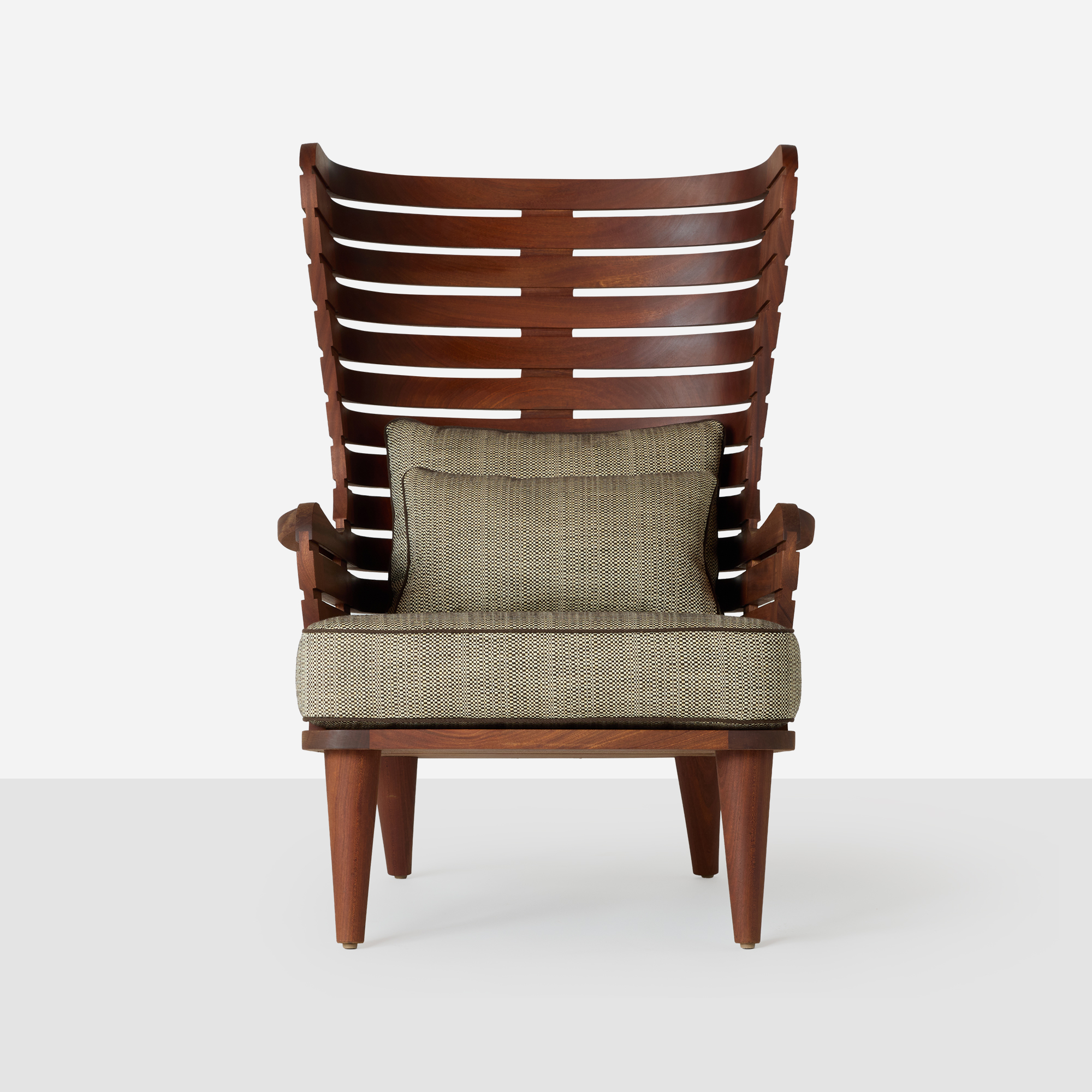 High Back Wing Chair in Solid Sapele Mahogany - Image 4