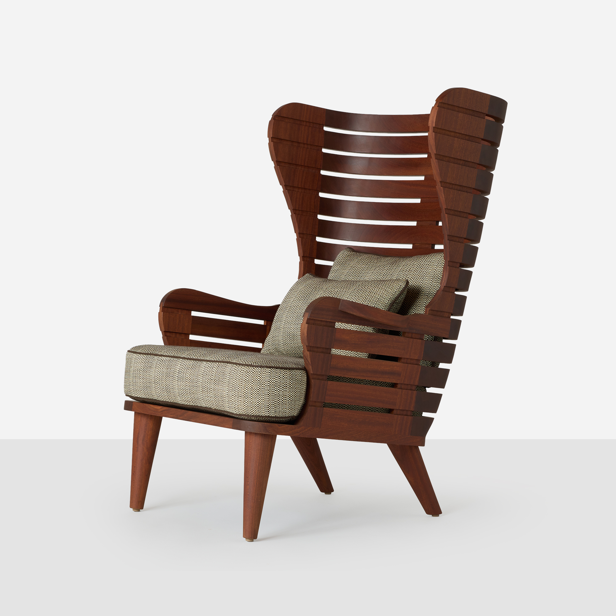 High Back Wing Chair in Solid Sapele Mahogany - Image 3
