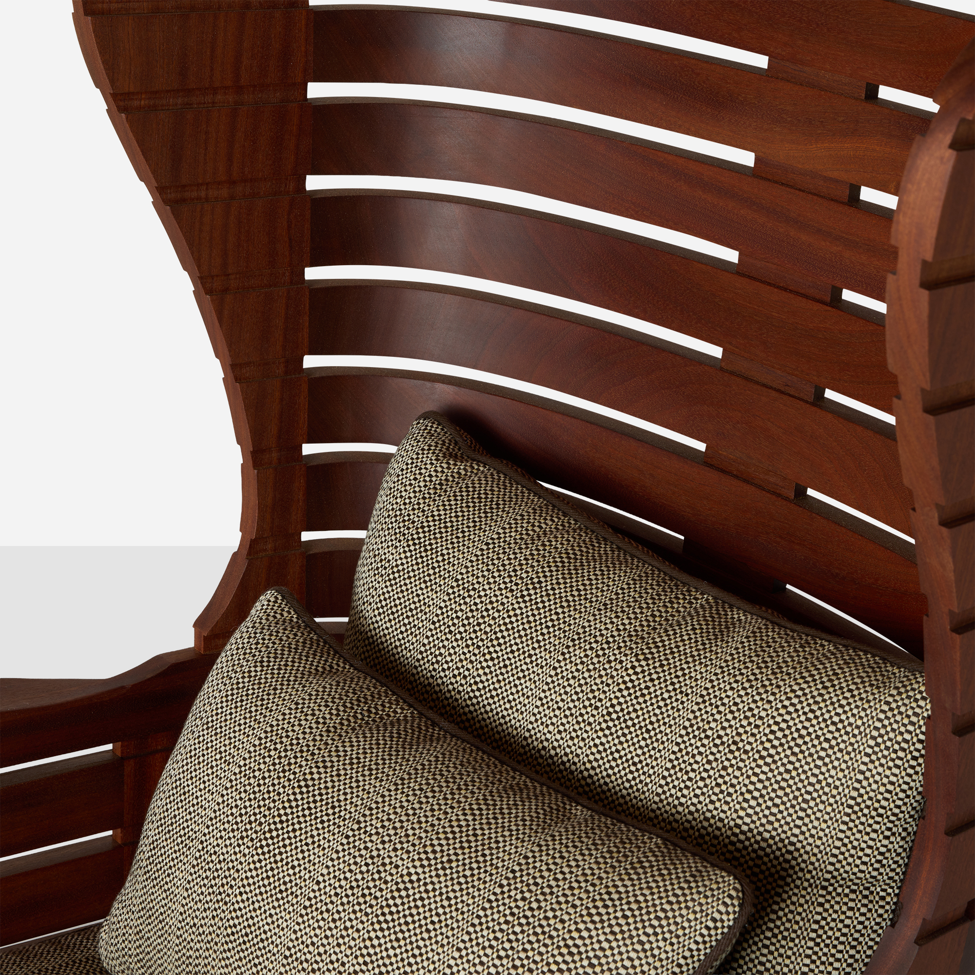High Back Wing Chair in Solid Sapele Mahogany - Image 7