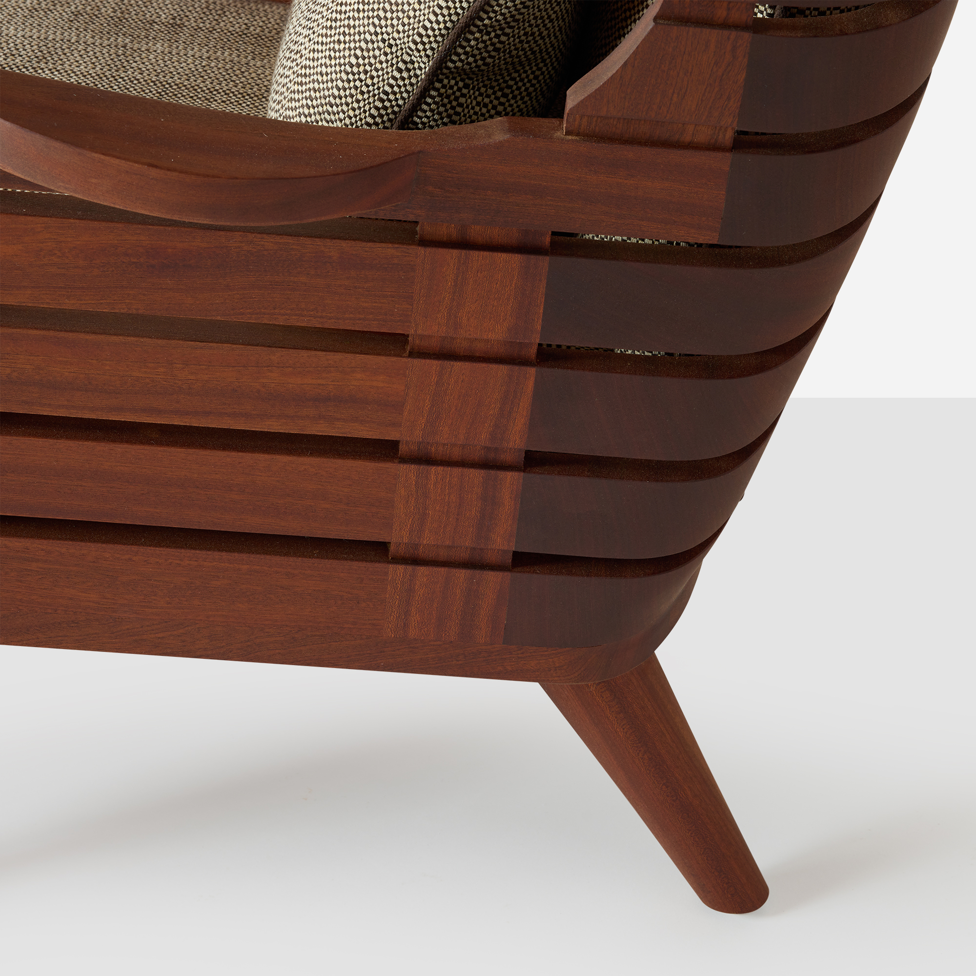 High Back Wing Chair in Solid Sapele Mahogany - Image 10