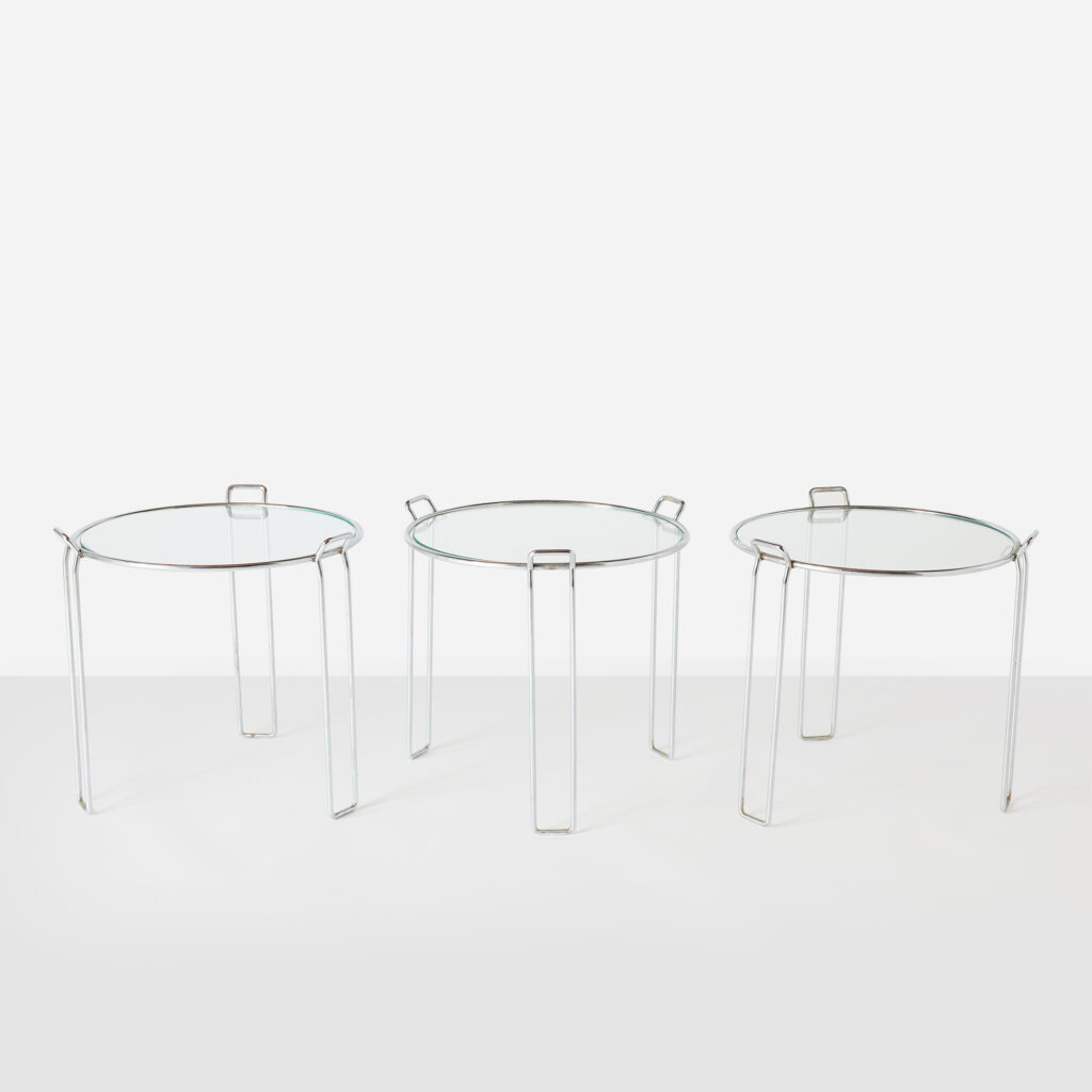 Chrome and Glass Side Tables by Saporiti
