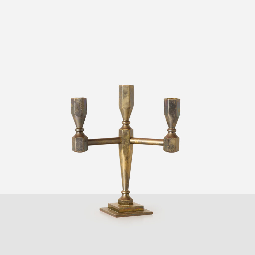 Four-Arm Brass Candelabra by Lars Bergsten for Gusums Bruk