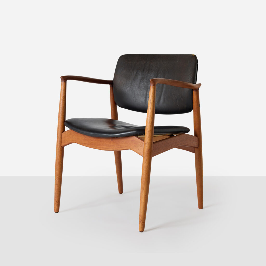 Teak and Leather Armchair by Erik Buch