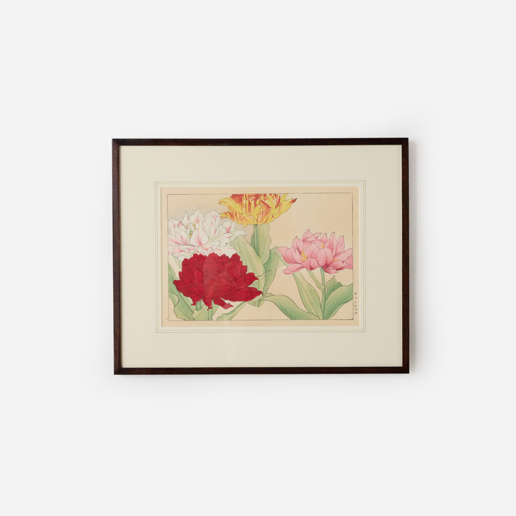 Parrot Tulip Woodblock Print by Tanigami Kōnan