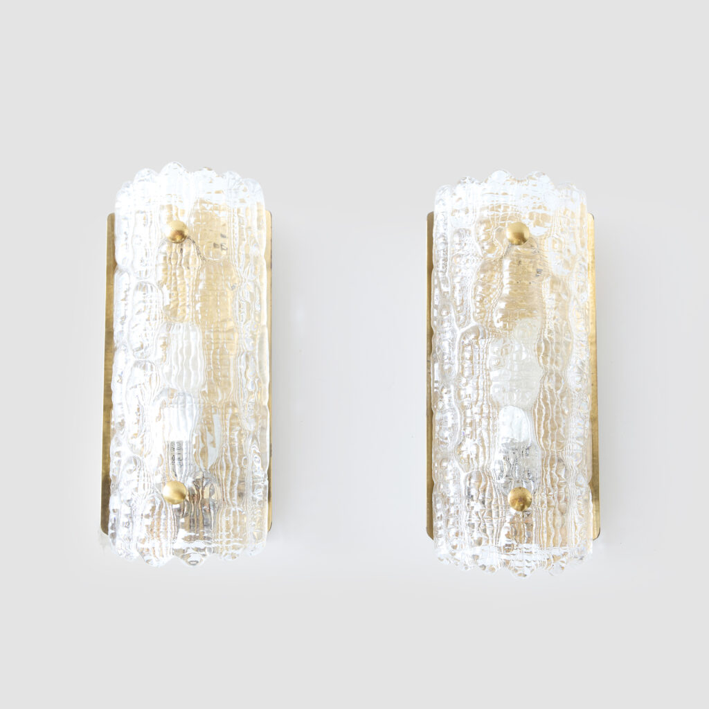 Pair of Ice Glass Wall Lights by Carl Fagerlund