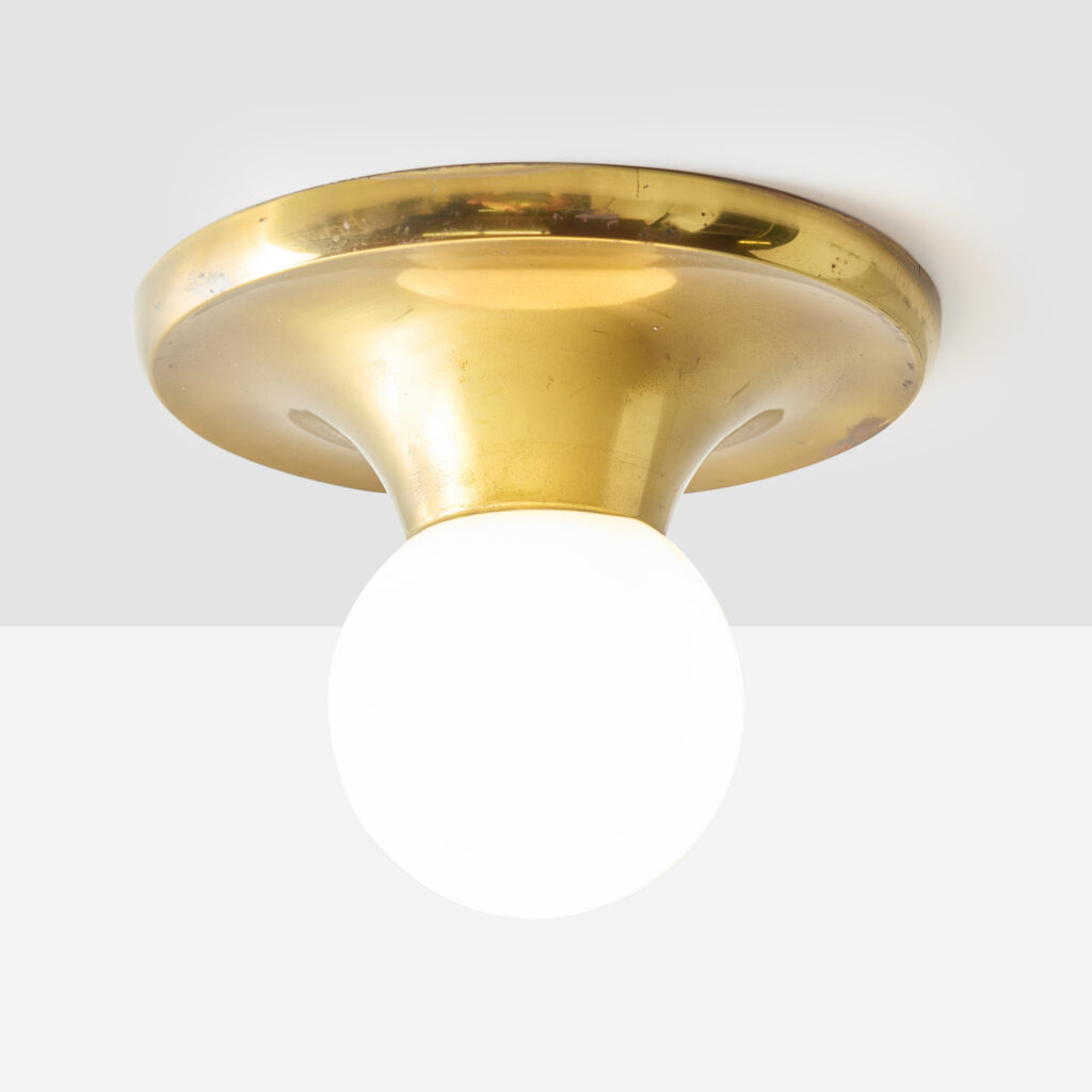 Brass & Glass Wall or Ceiling Light by Gino Sarfatti