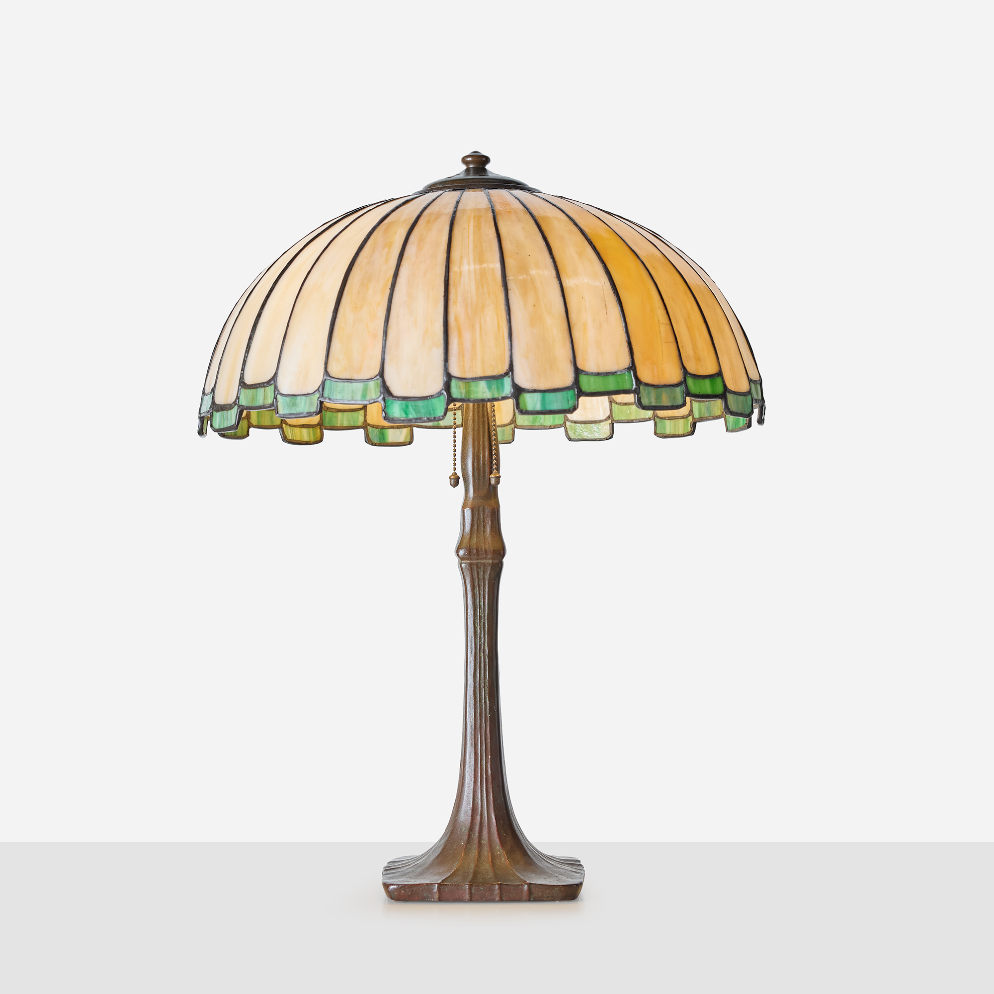 Amber & Green Slag Glass Table Lamp by Handel - Image 7