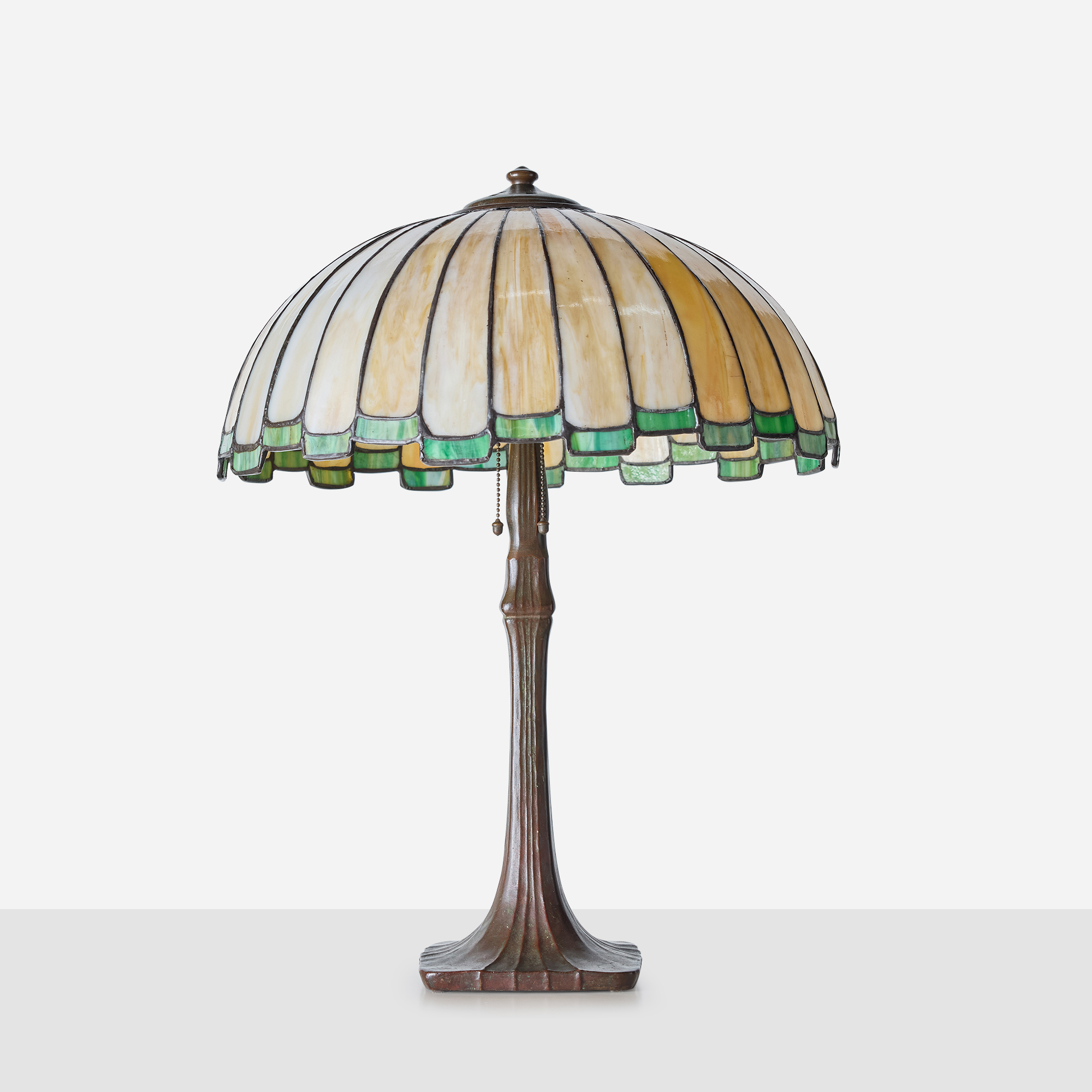 Amber & Green Slag Glass Table Lamp by Handel - Image 6