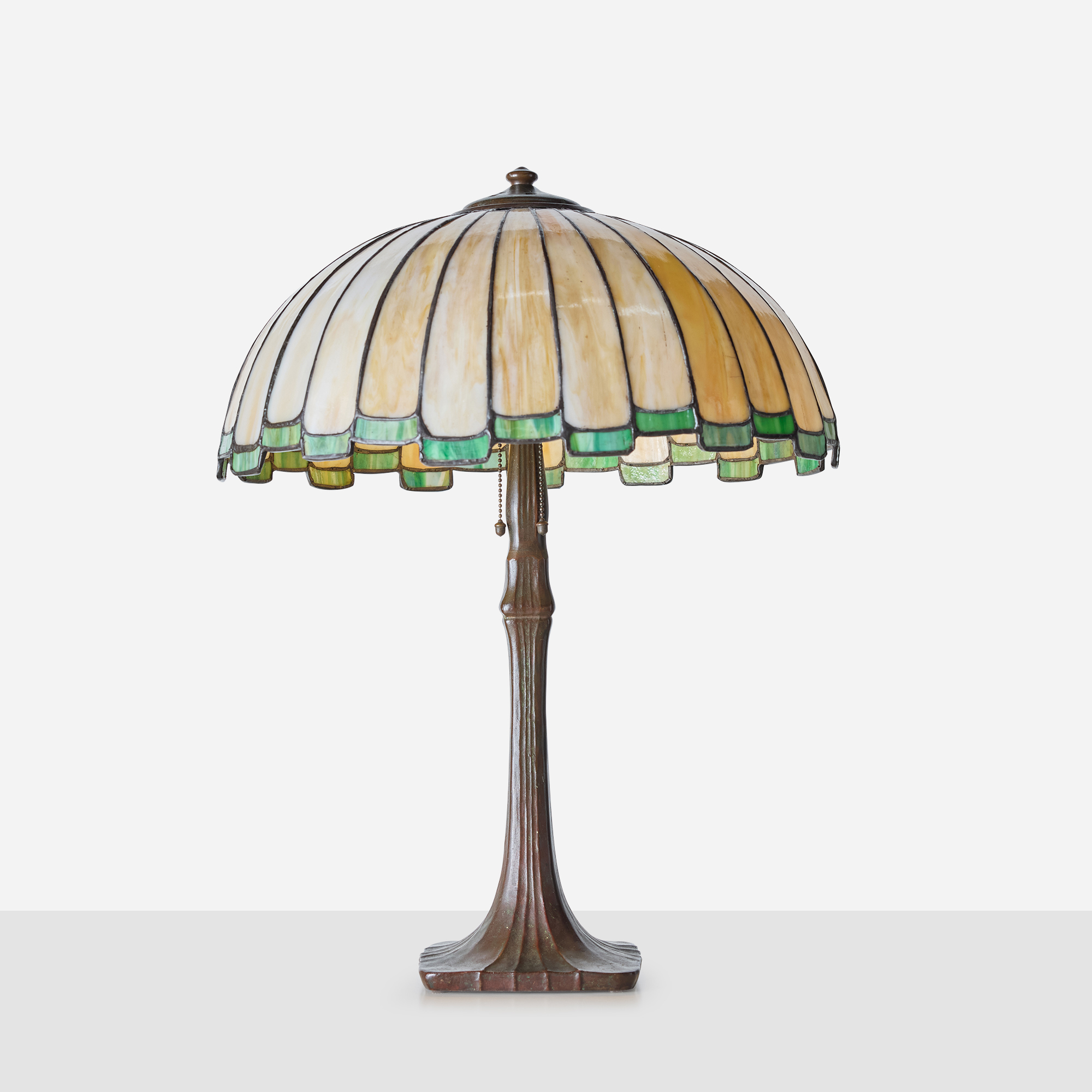 Amber & Green Slag Glass Table Lamp by Handel - Image 5