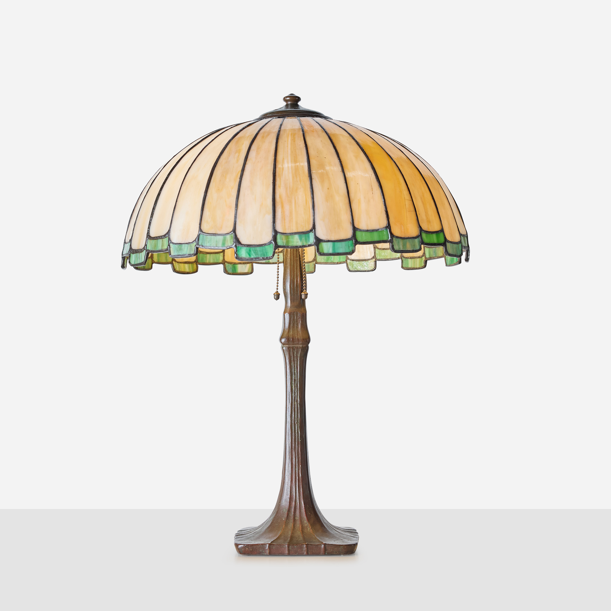 Amber & Green Slag Glass Table Lamp by Handel - Image 3