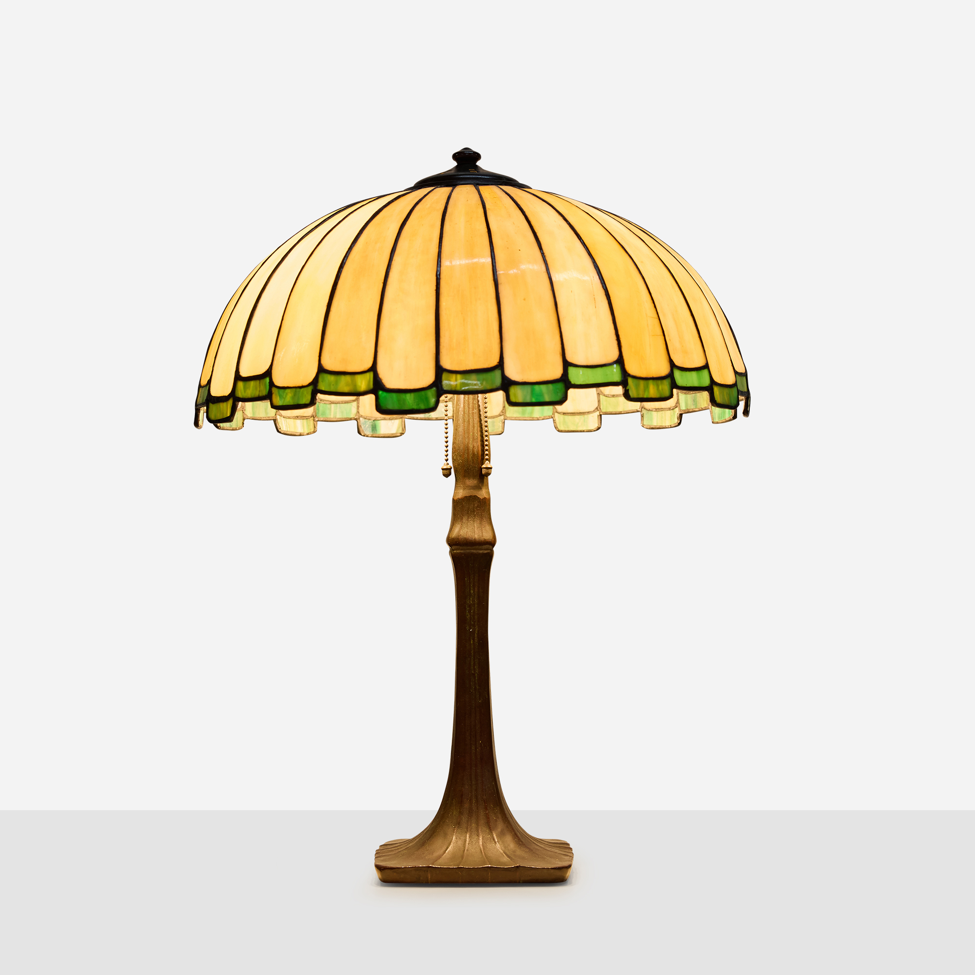 Amber & Green Slag Glass Table Lamp by Handel