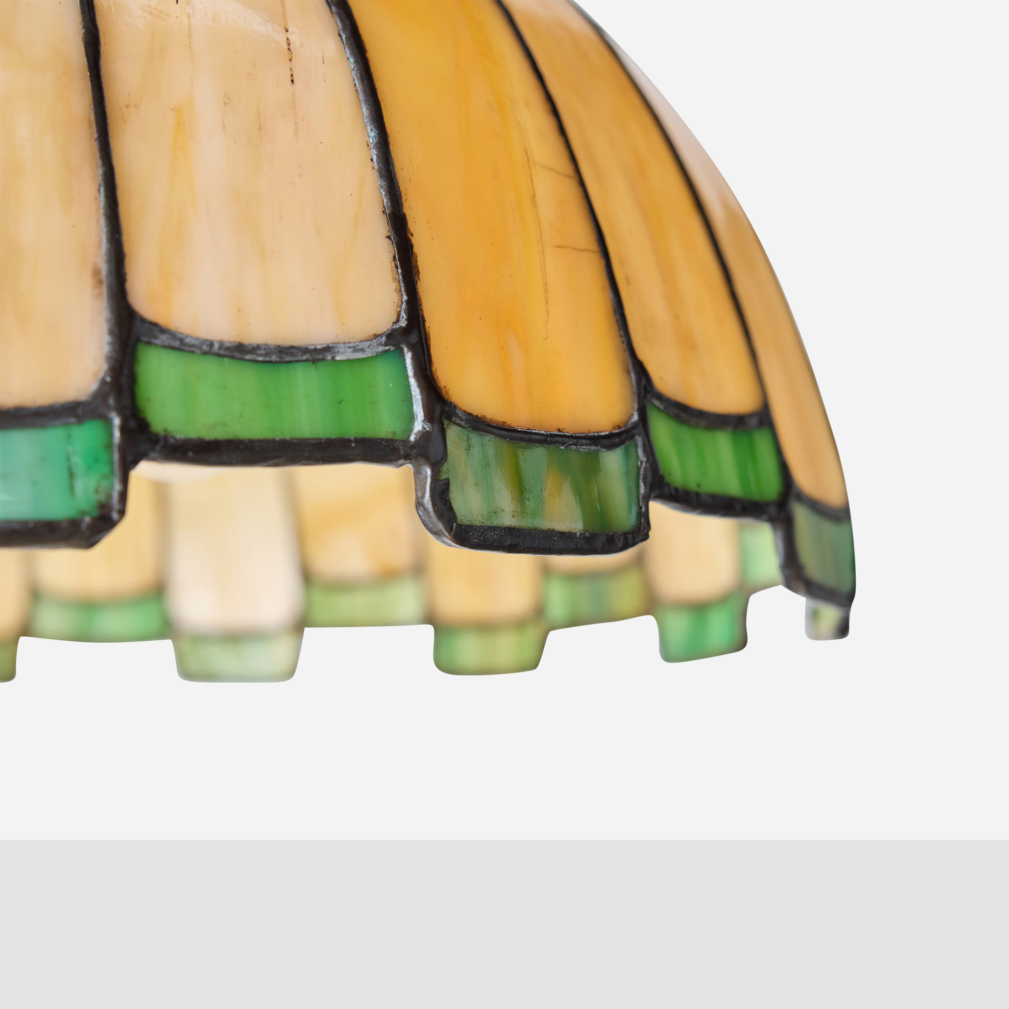 Amber & Green Slag Glass Table Lamp by Handel - Image 8