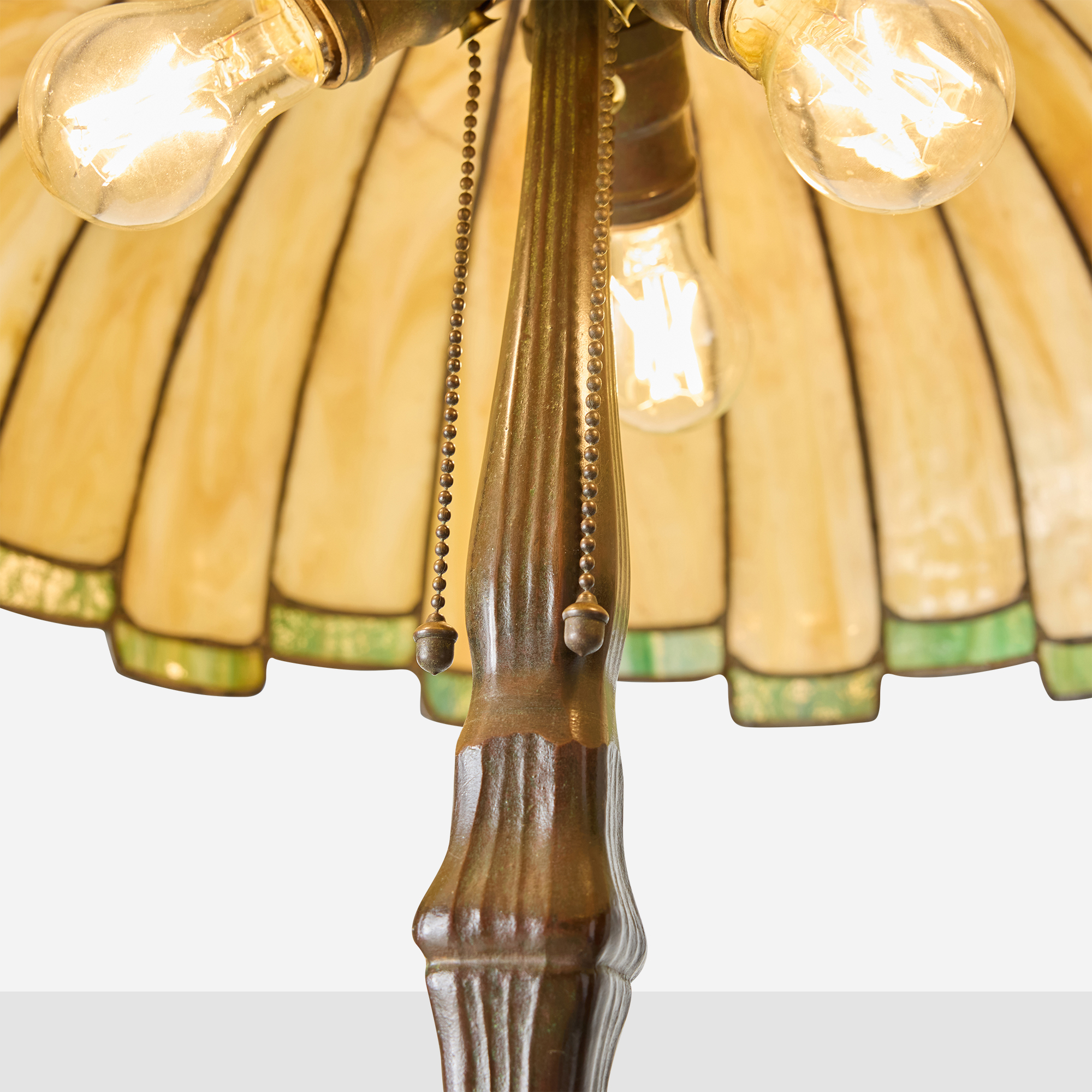 Amber & Green Slag Glass Table Lamp by Handel - Image 9