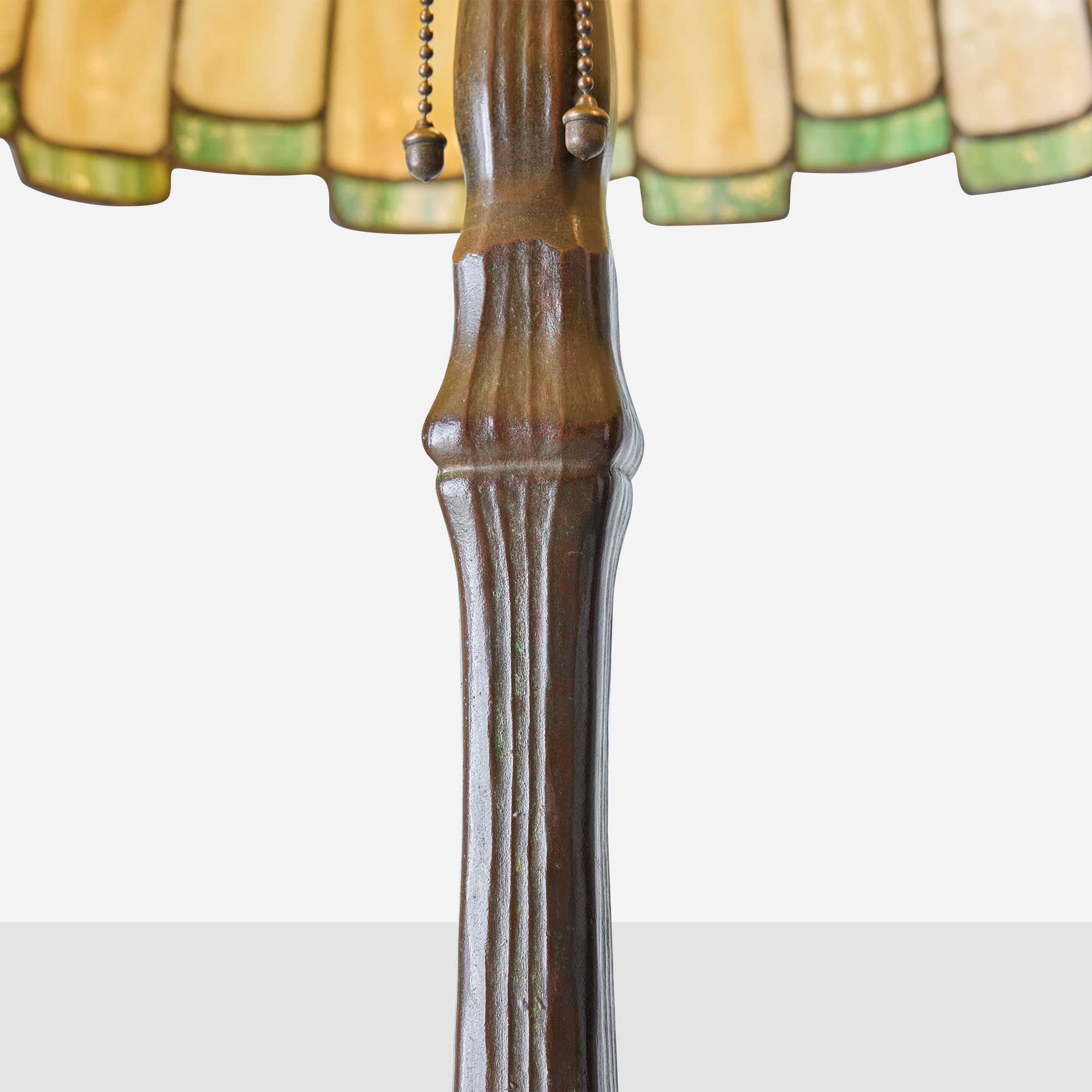 Amber & Green Slag Glass Table Lamp by Handel - Image 13