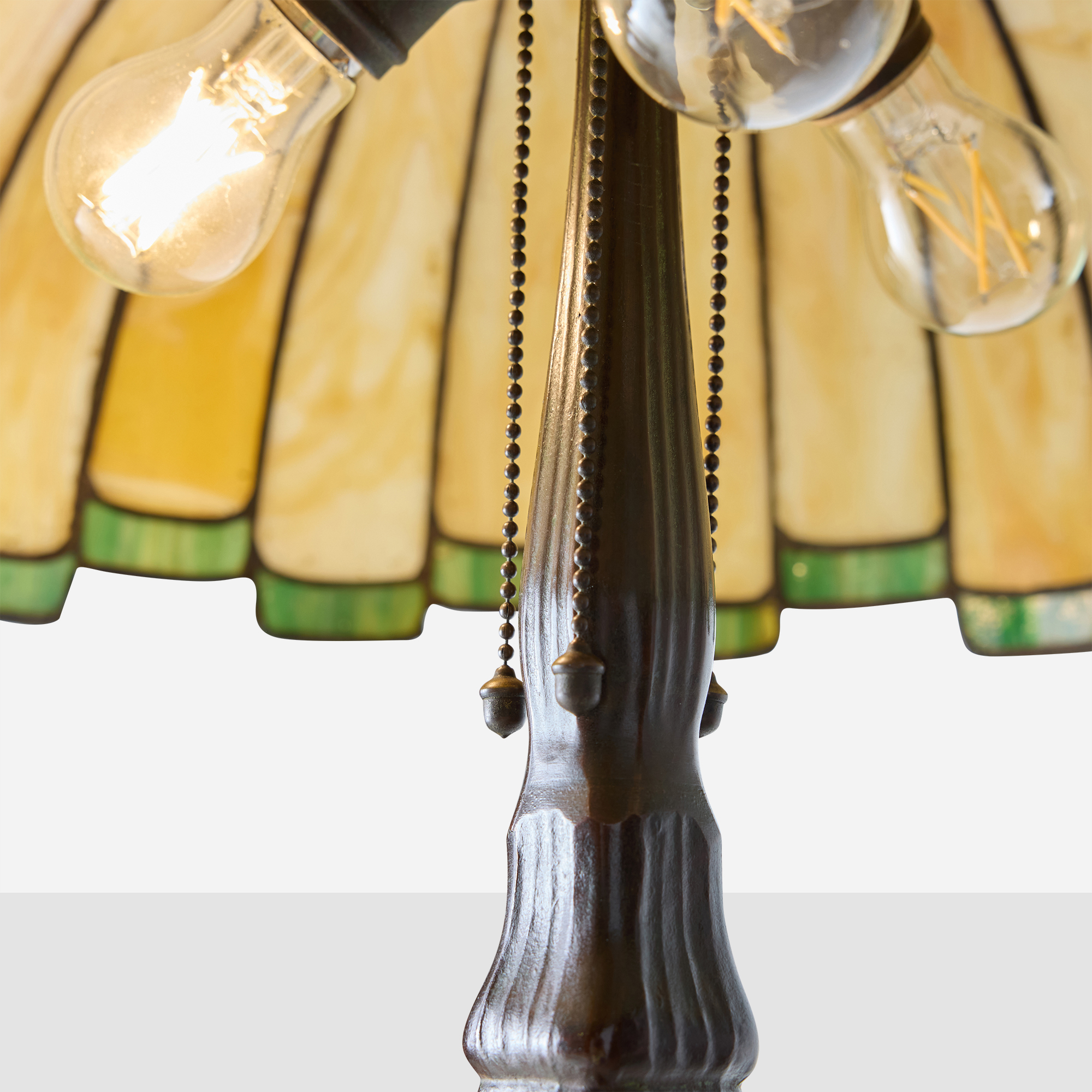 Amber & Green Slag Glass Table Lamp by Handel - Image 15