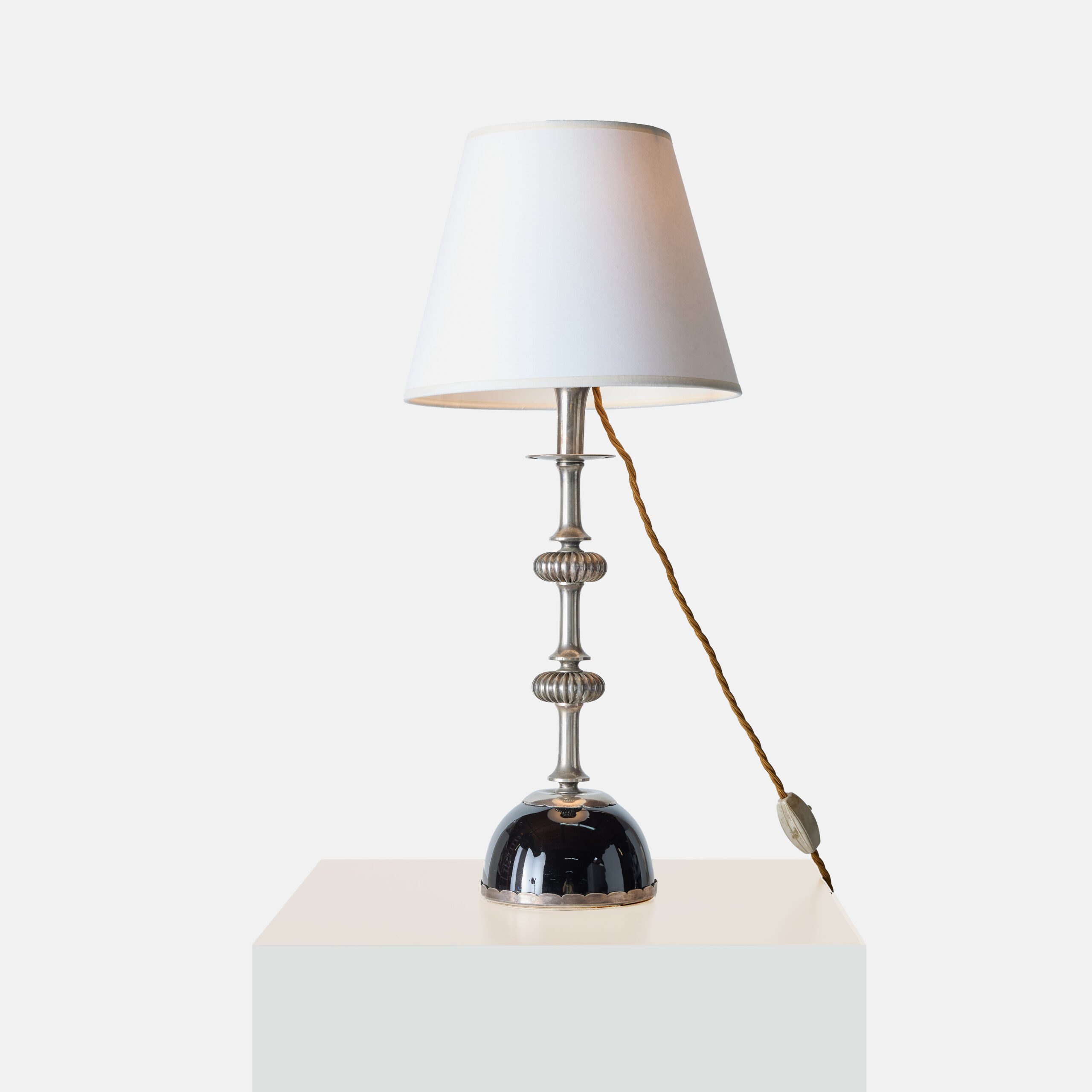 Chrome & Enameled Brass Table Lamp by Christian Dior