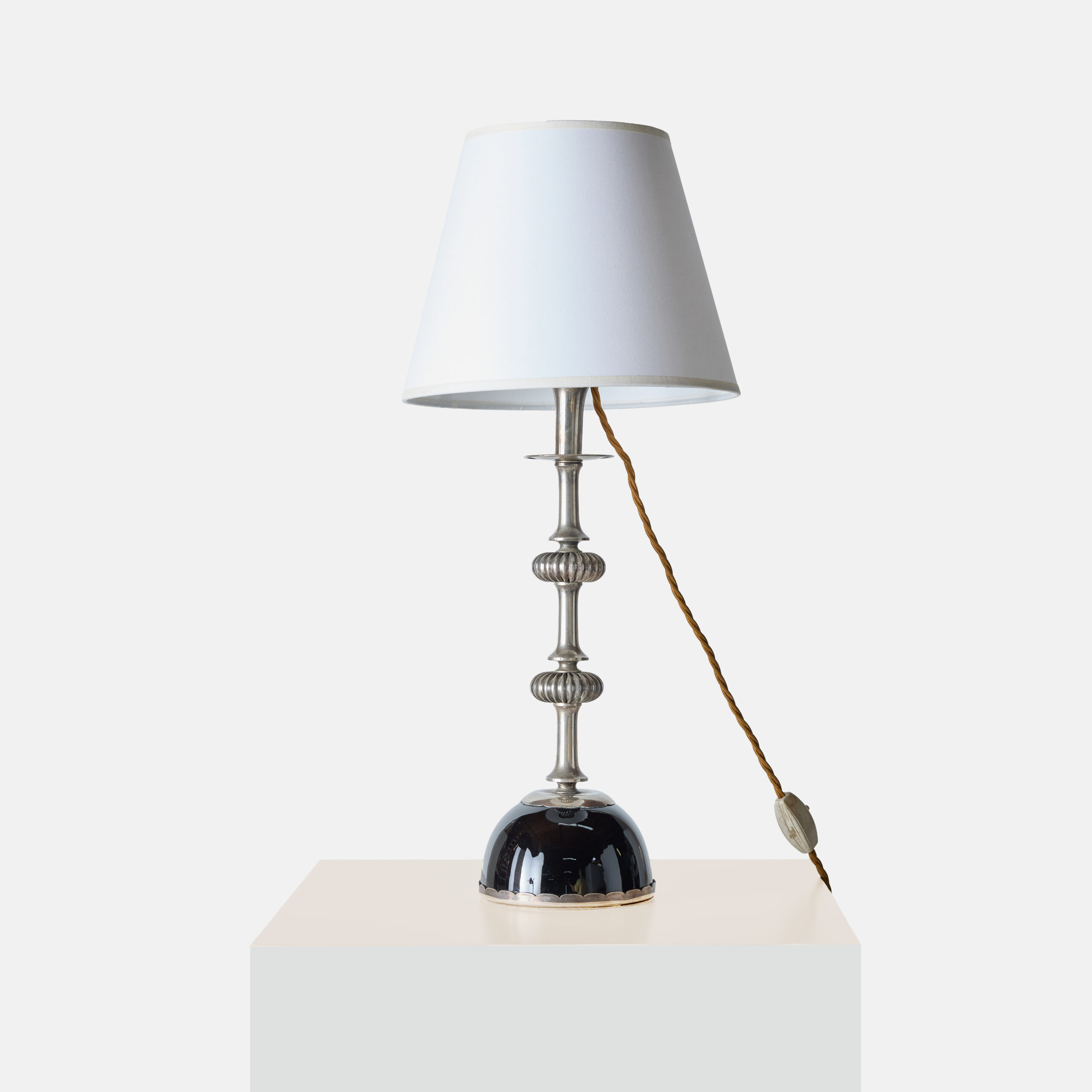 Chrome & Enameled Brass Table Lamp by Christian Dior - Image 4