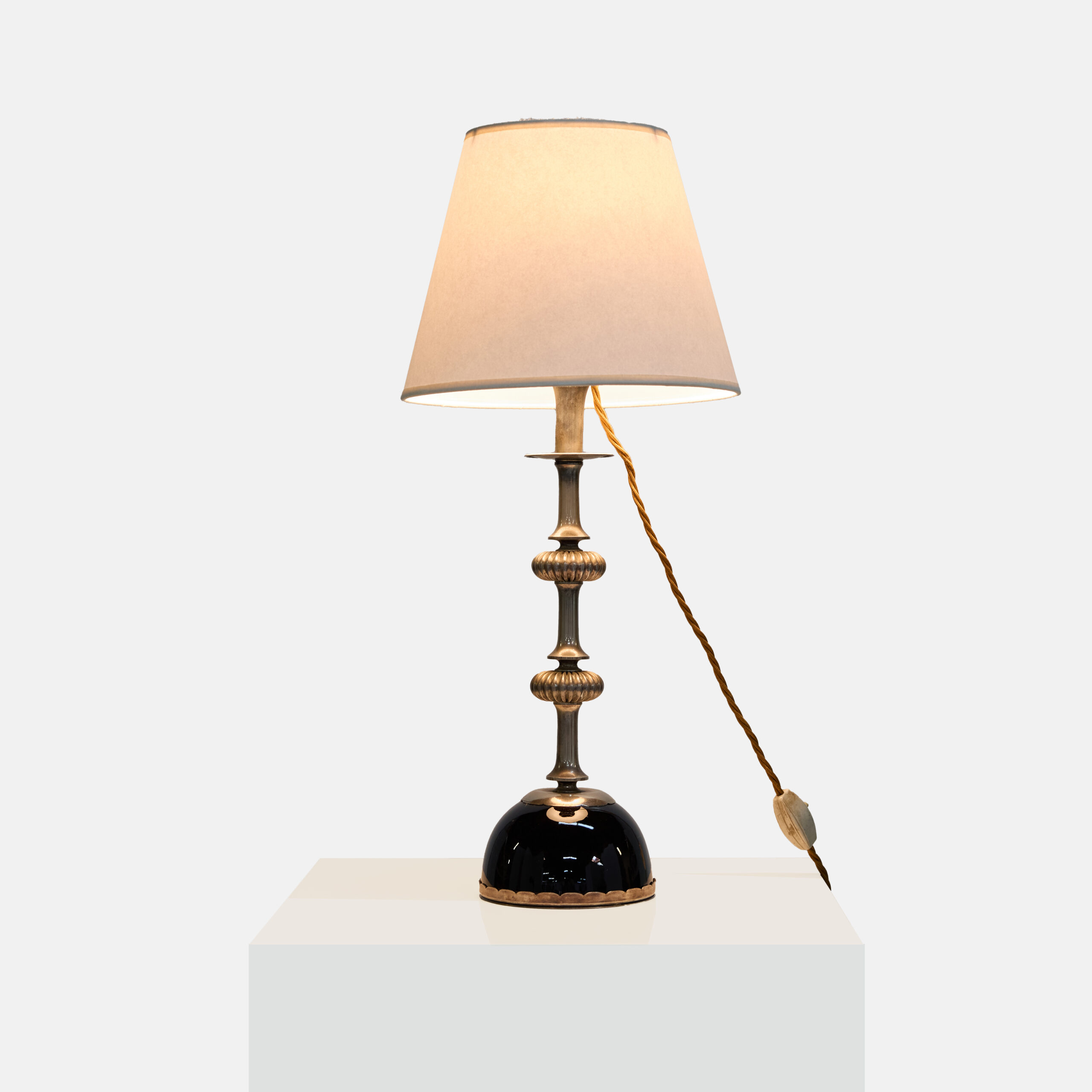 Chrome & Enameled Brass Table Lamp by Christian Dior - Image 2