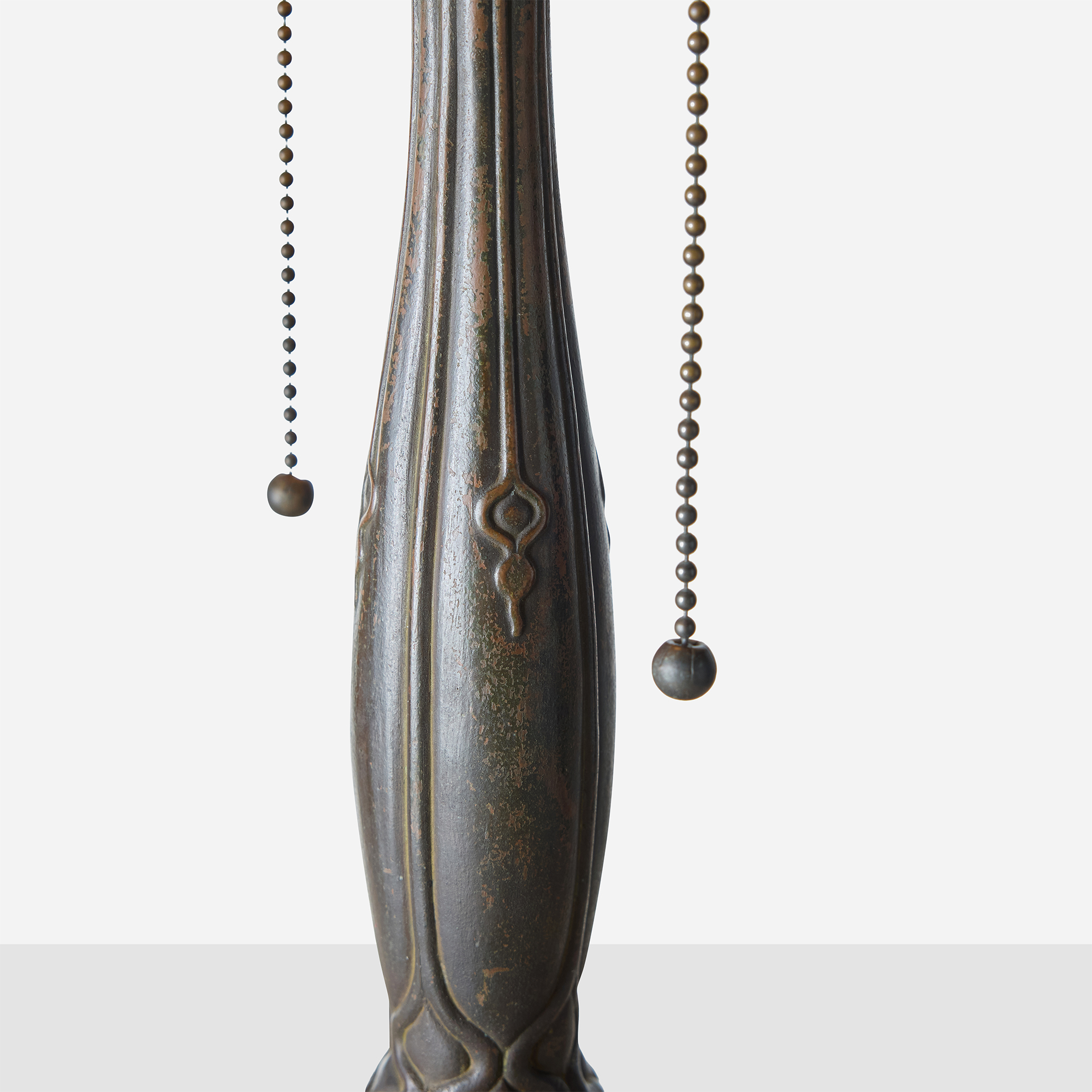 Art Nouveau Slag Glass Table Lamp with Metal Overlay - Image 6