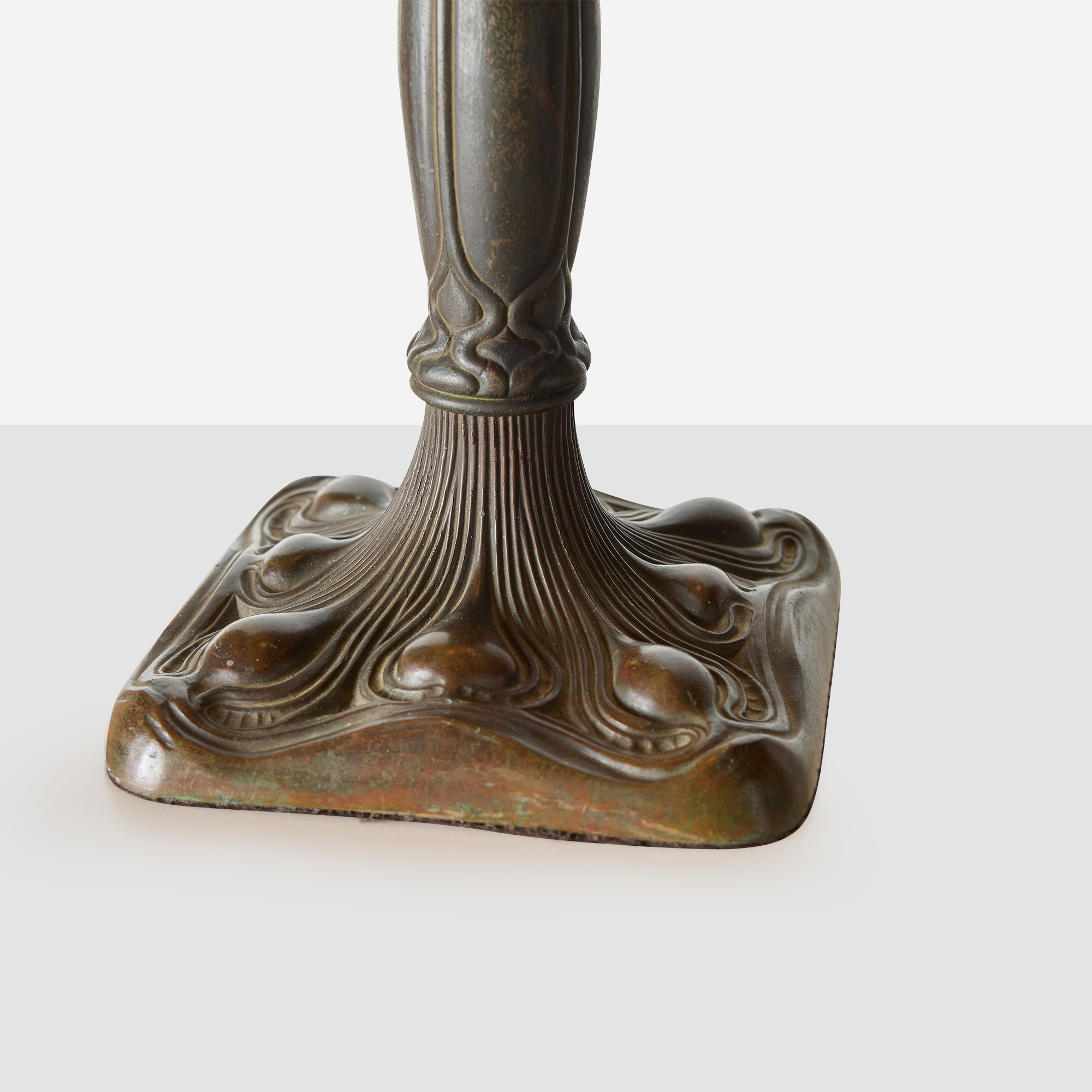 Art Nouveau Slag Glass Table Lamp with Metal Overlay - Image 7